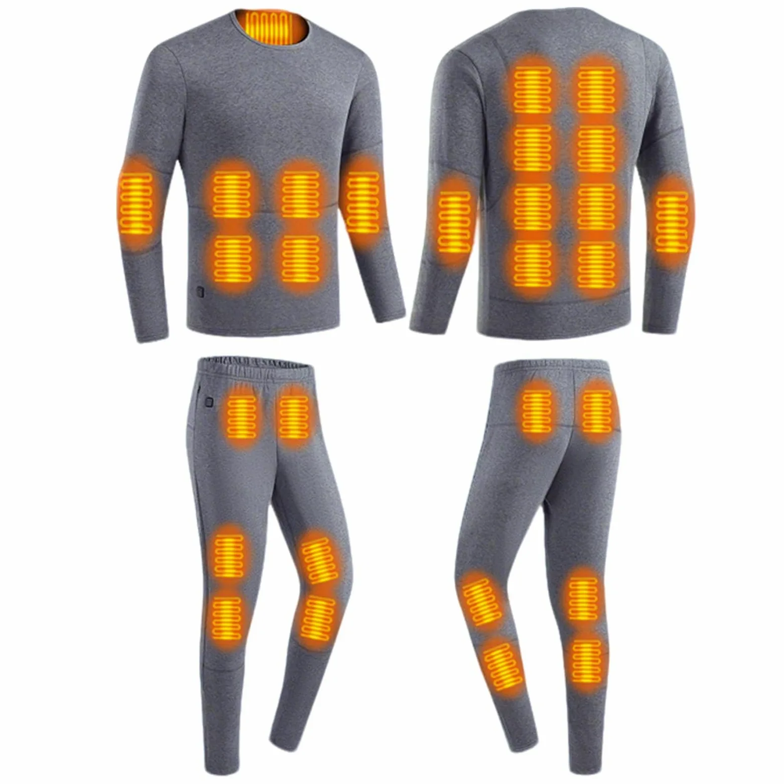 Conjunto Térmico USB Hombre Mujer, Camiseta 16 Zonas Calor Pantalón 12, Tejido Algodón Suave Transpirable, Secado Rápido Ideal Esquí Moto Trabajo Frío Invierno Unisex Cálido Cómodo