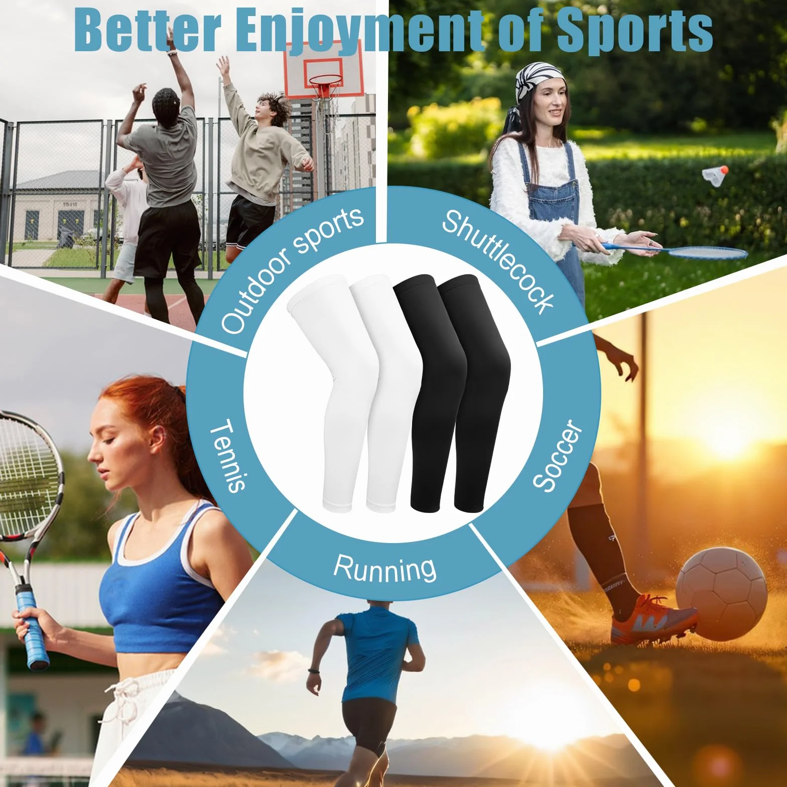 2 pares de calentadores de piernas para hombre, manga de compresión para hombre, protección solar larga, mangas de brazo, mangas de pierna para mujer, ciclismo, rodilleras, bicicleta para hombres y