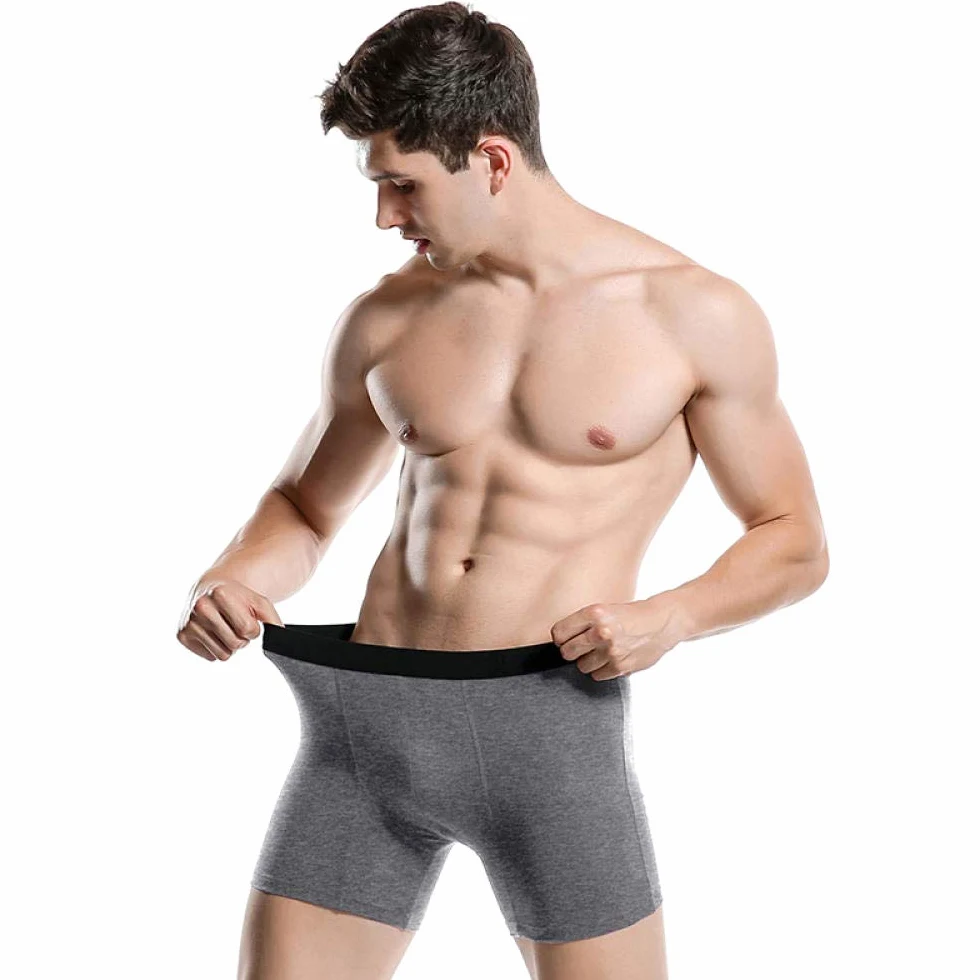 BLOMDE Calzoncillos Masculinos Algodón Piernas largas Hombres Boxers Ropa Interior Soft Boxer (Pack de 6)-Gris 5pcs_S