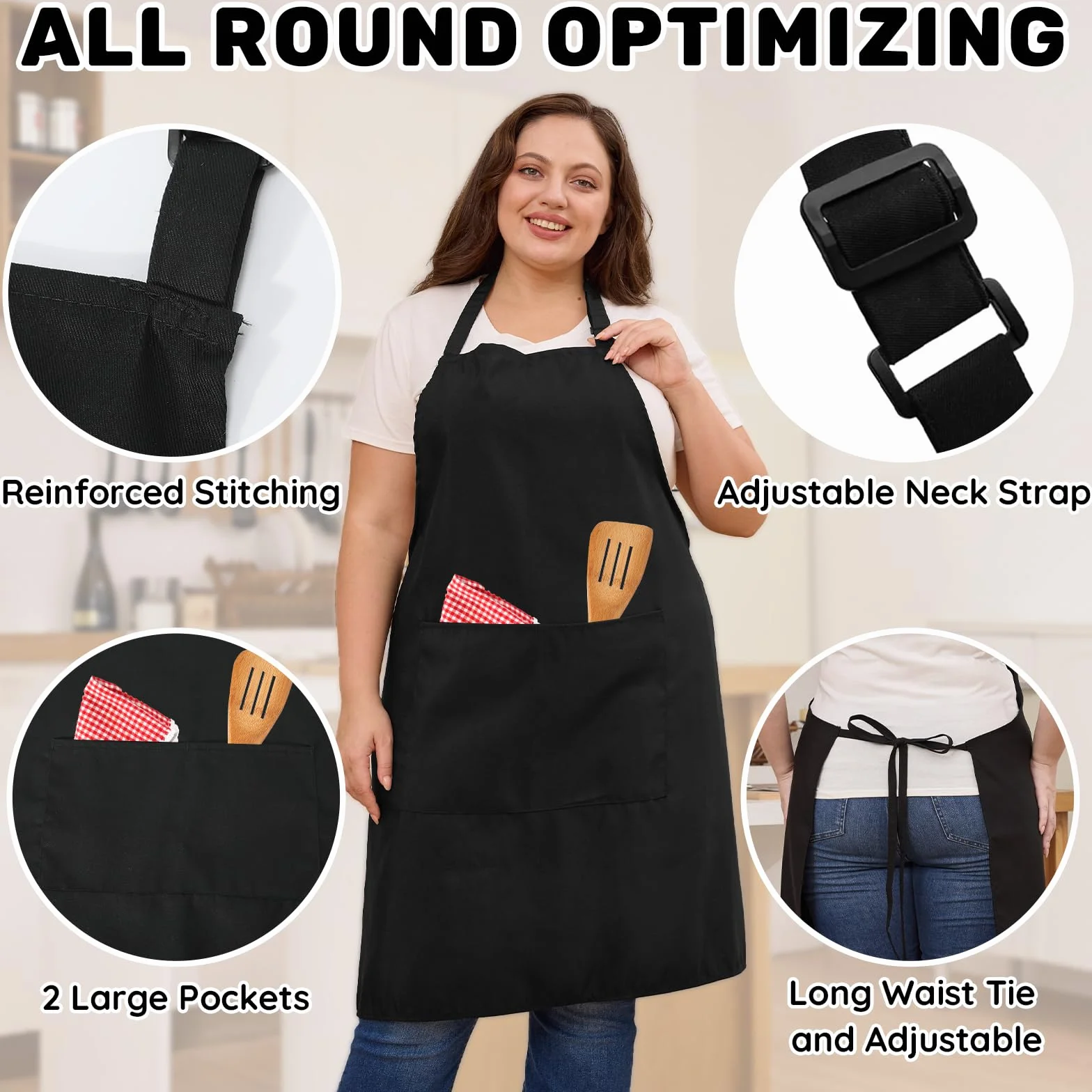 2 Pcs Grande Talla Delantales, Chef Delantal, Delantal con 2 Bolsillo para Cocinar, Trabajo, Delantal para Camarero