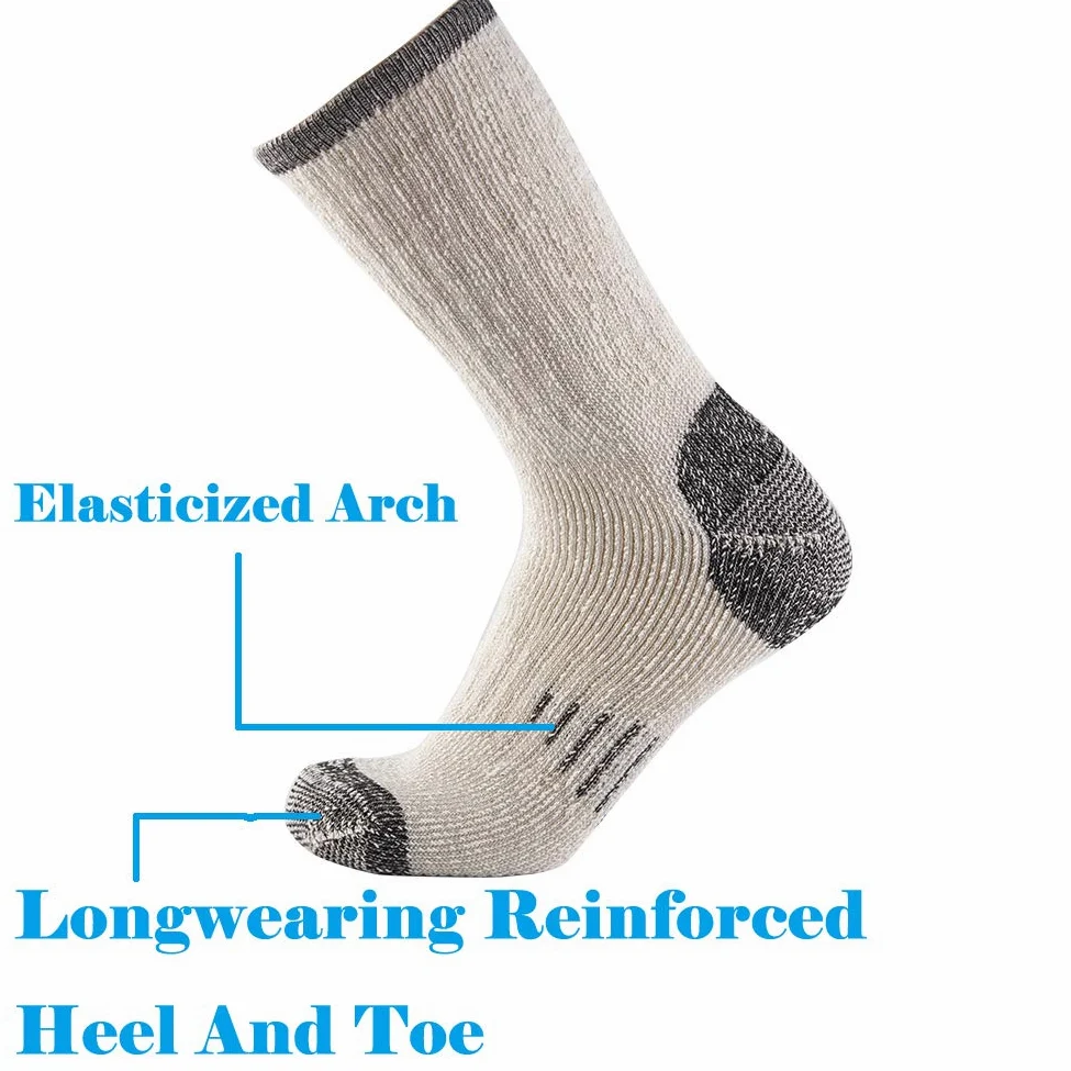 Calcetines deportivos de lana de merino 70% para hombre, aptos para senderismo, trekking, camping - - Large