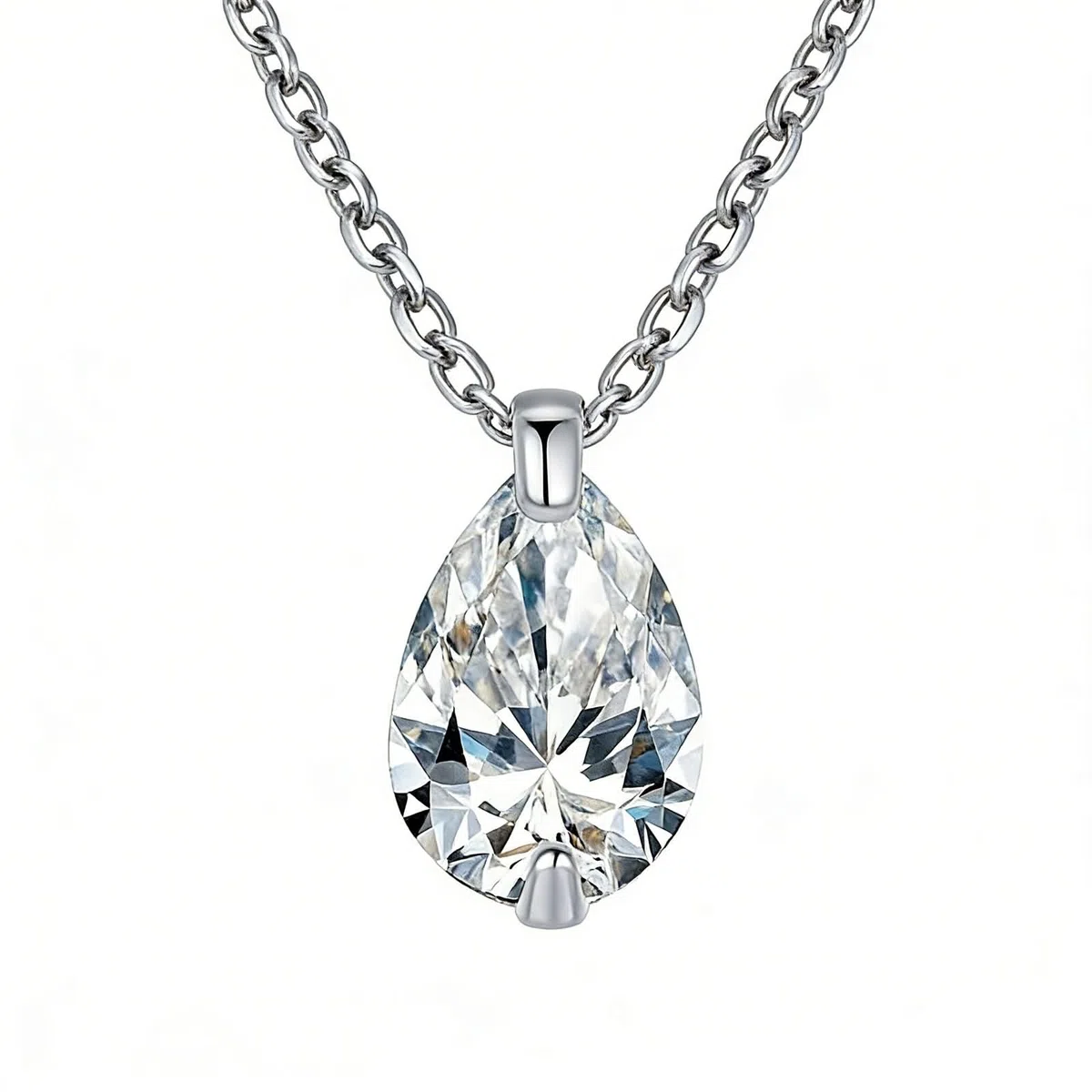 Collar de oro de 14 quilates para mujer, collares simples y delicados de moissanita en forma de gota de agua para mujer, oro blanco de 9 quilates, 14 quilates y 18 quilates