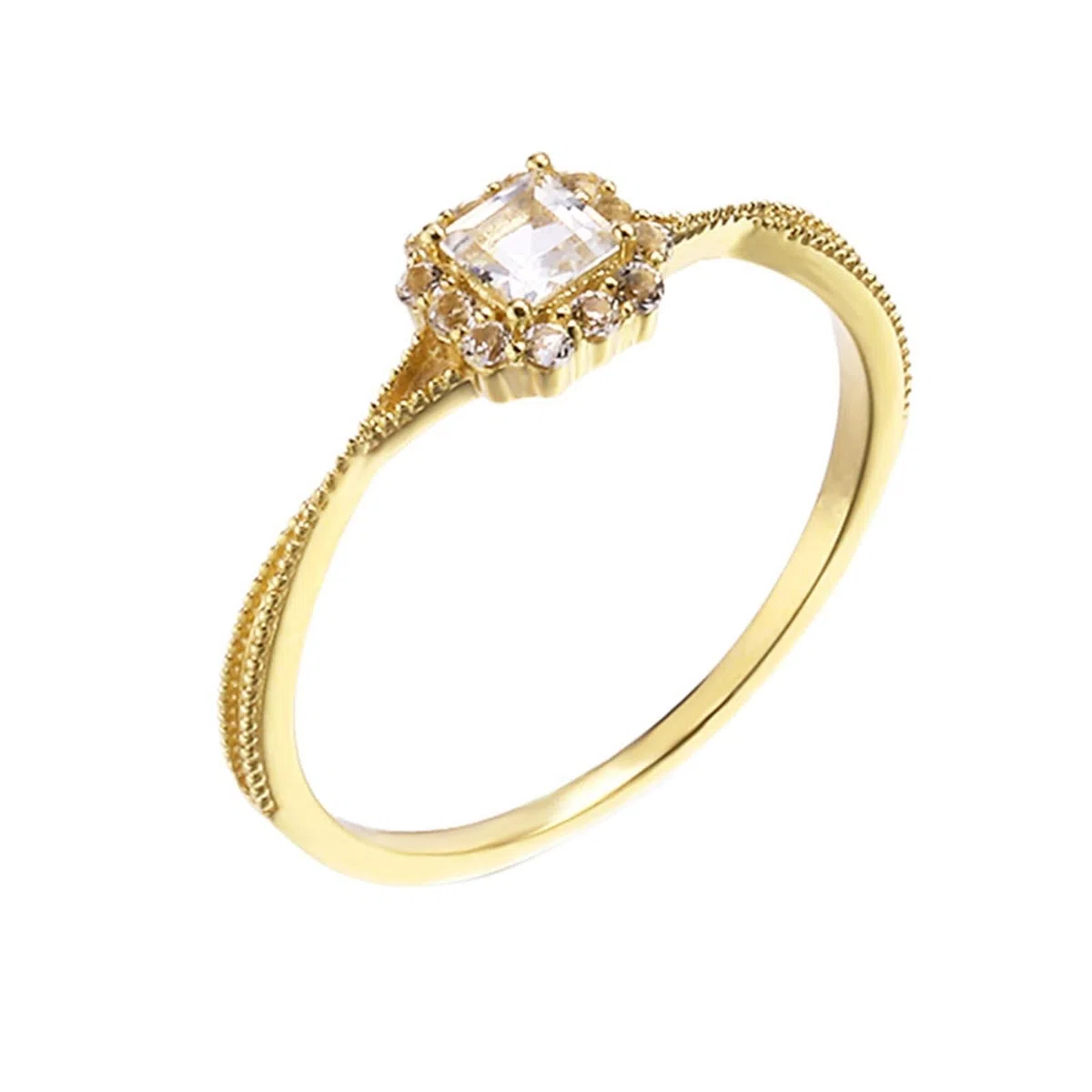Anillos de la amistad de oro de 9 K/14 K/18 K, diseño cuadrado de filigrana de moissanita