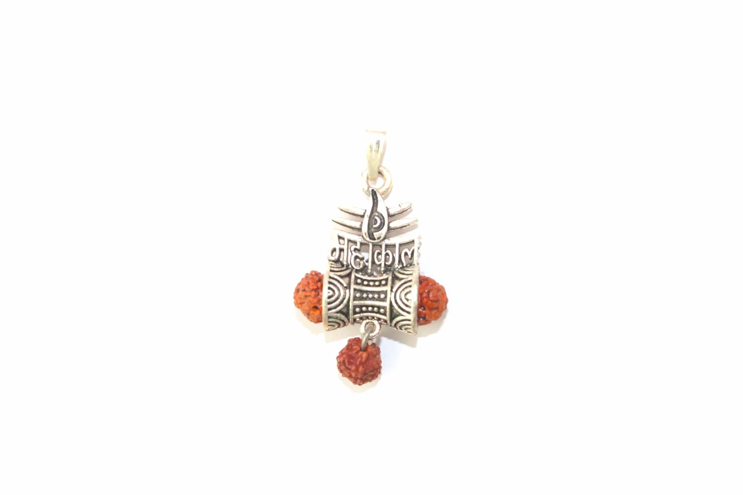 Hijet Colgante plata oxodizada Om Damru Rudraksha Mahakal para buena suerte