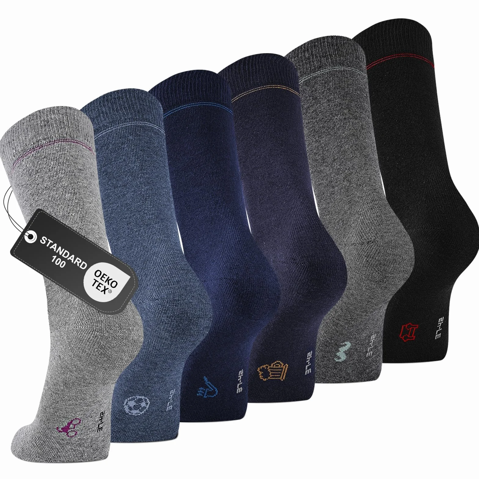 Calcetines Hombre–6 Pares Calcetines de Negocios Transpirables, Algodón Puro sin Costuras, Ideal para Trajes, Regalo para Hombre, Uso Diario y Casual