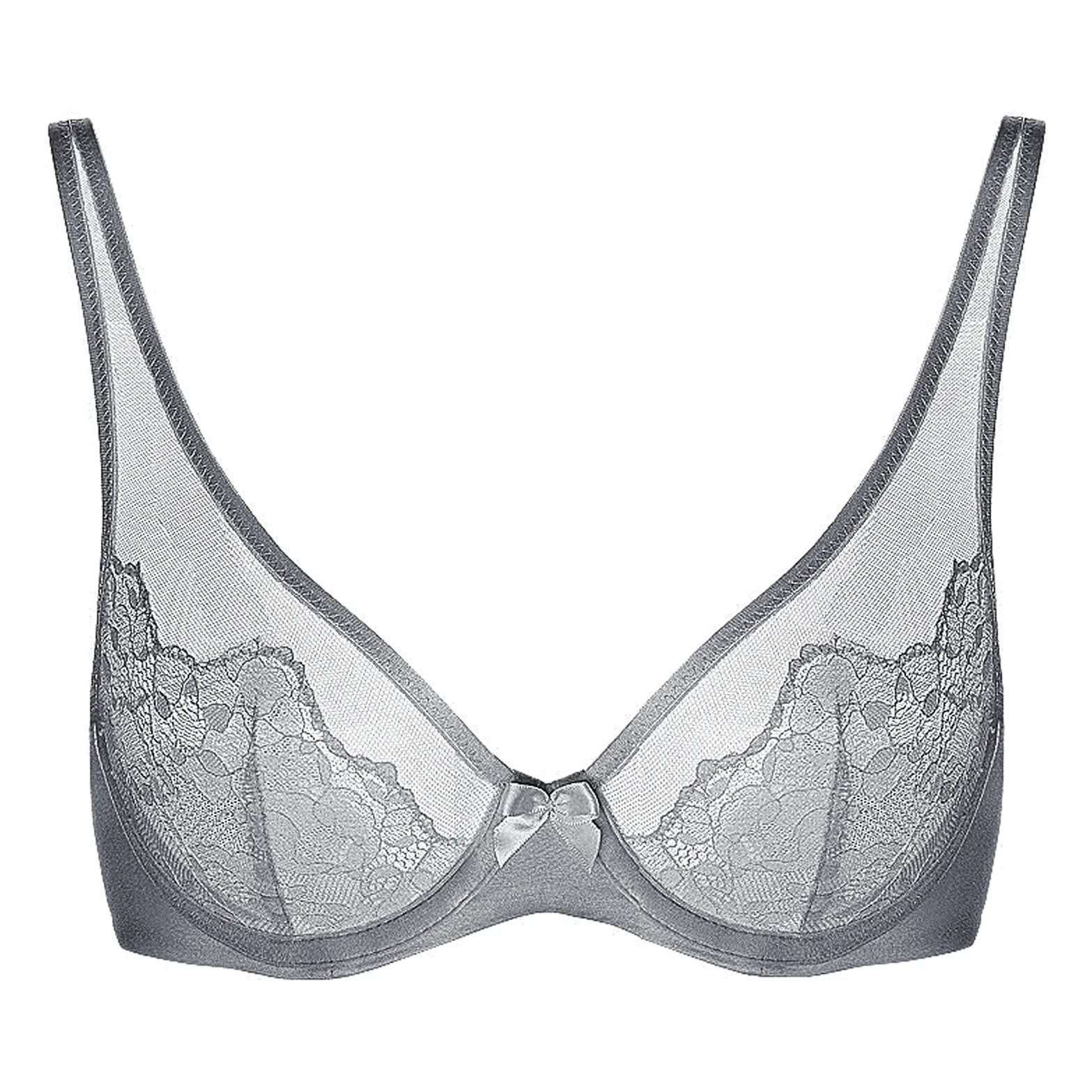 Brasier minimizador de tamaño grande para mujer, sin forro con aros y cobertura completa, bralette clásico ultradelgado (color: gris, tamaño: 80 A)