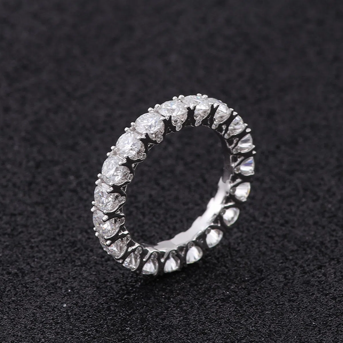 Juego de anillos vintage, anillos de boda de lujo con moissanite redondo para mujer