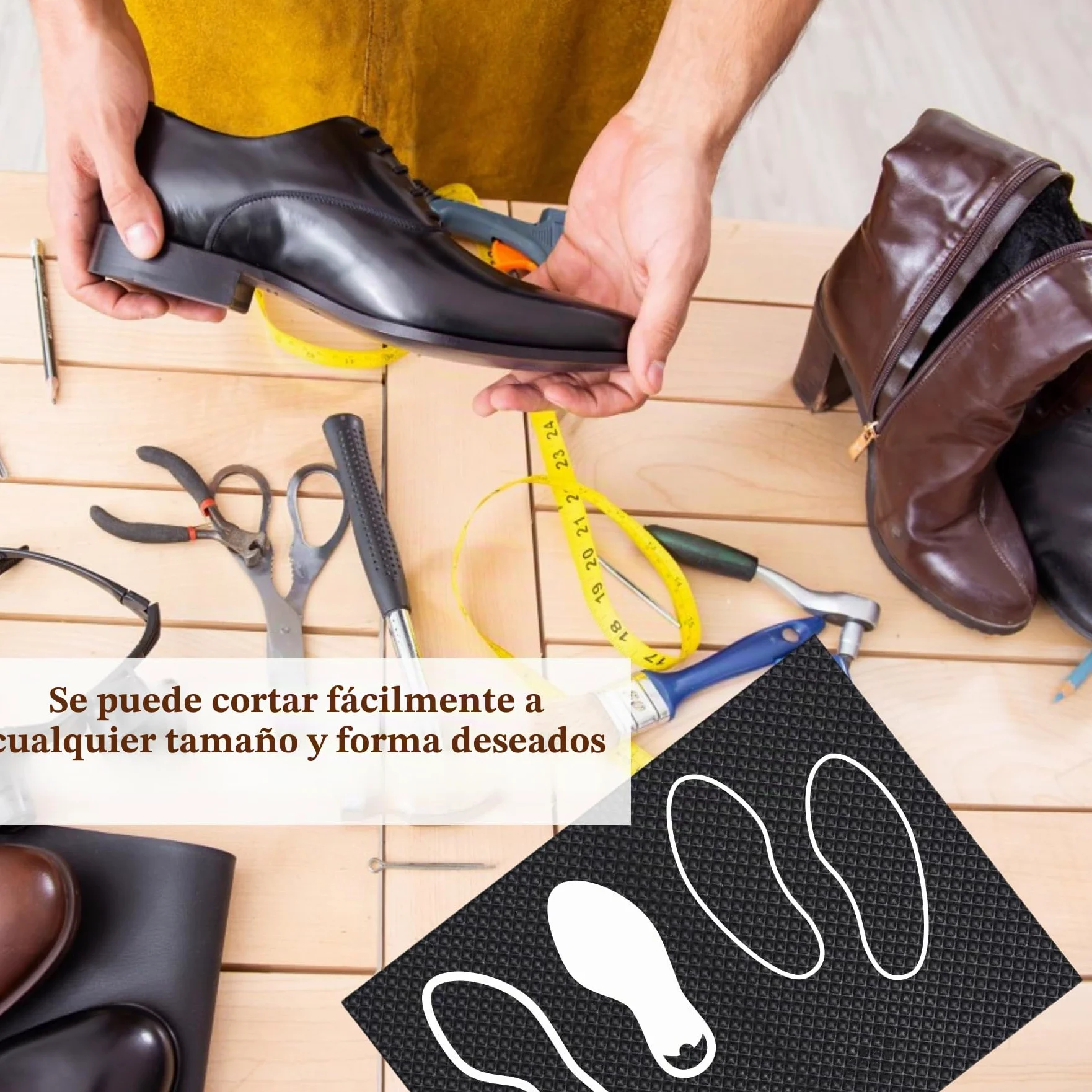 Goma de reparación de suela de zapatos, 5 mm de grosor, hoja de suela de goma antideslizante para la parte inferior del zapato, negro, 1 unidad (paquete de 1)