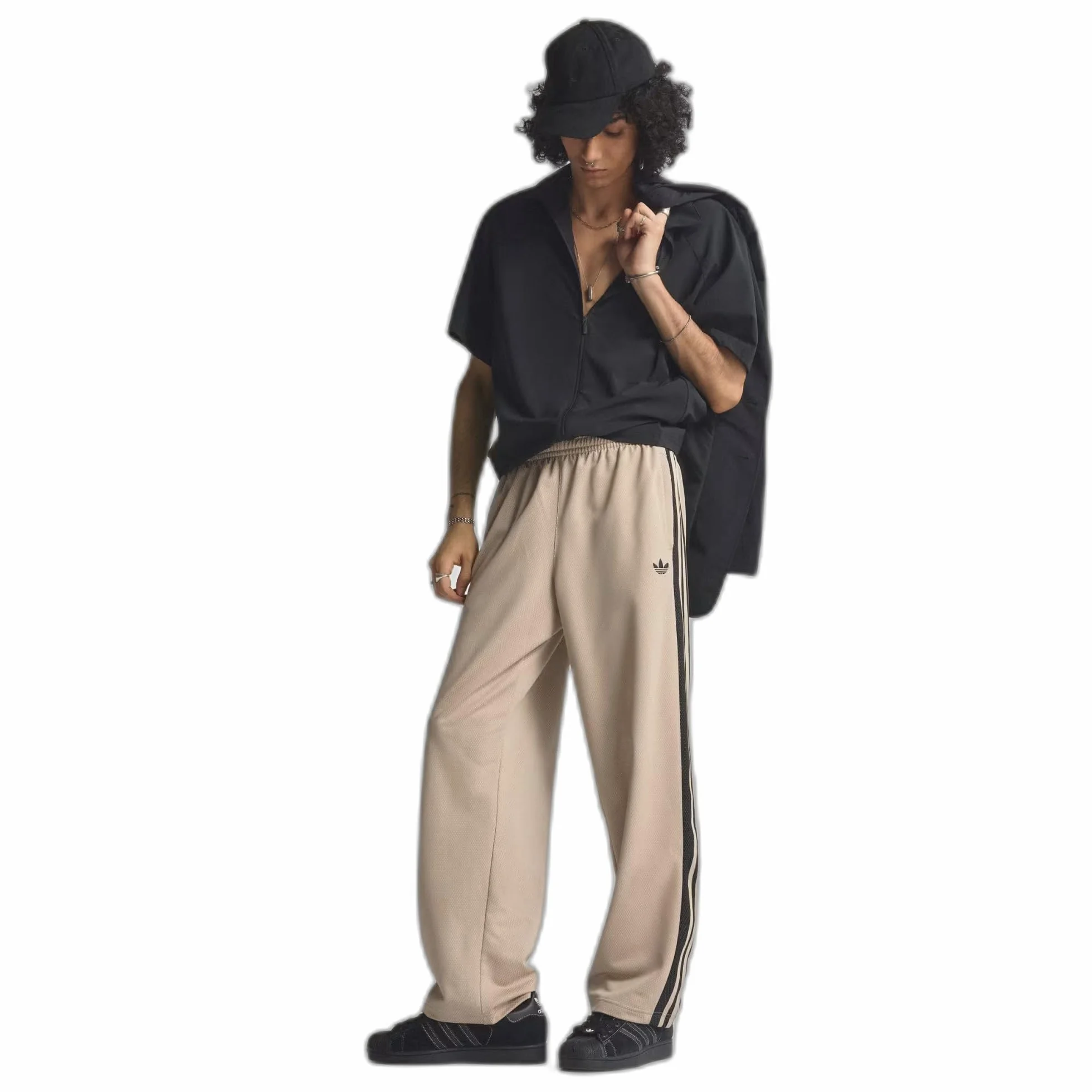 adidas Pantalones de chándal para hombre de malla holgada