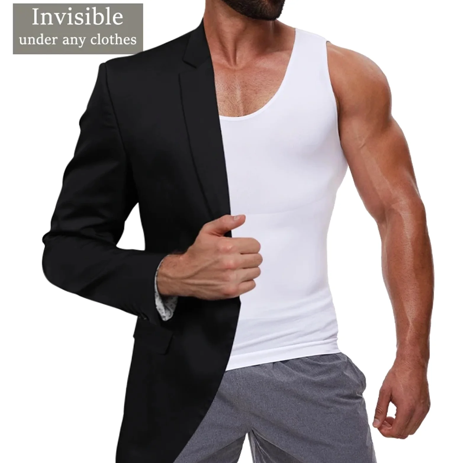 Prendas Moldeadoras Hombre Camisetas de compresión for Hombre, Faja Reductora Abdomen, Camiseta for Vientre Plano, Chaleco Adelgazante, Entrenador Cintura, Entrenamiento físico