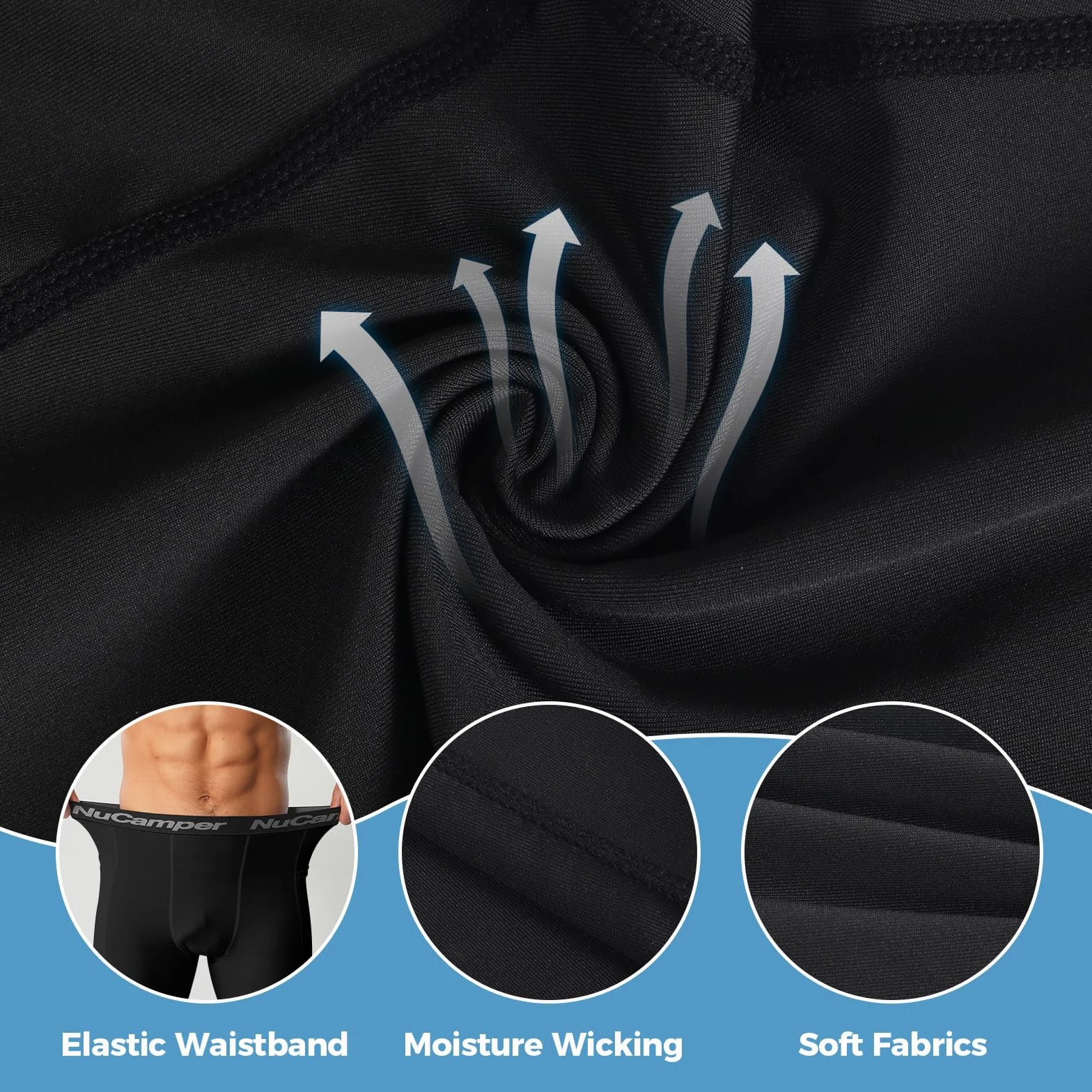 NuCamper Pantalones de Compresión para Hombre con Bolsillo Mallas Deportivos Secado Rápido Leggings Baselayer Tights para Correr Entrenamiento