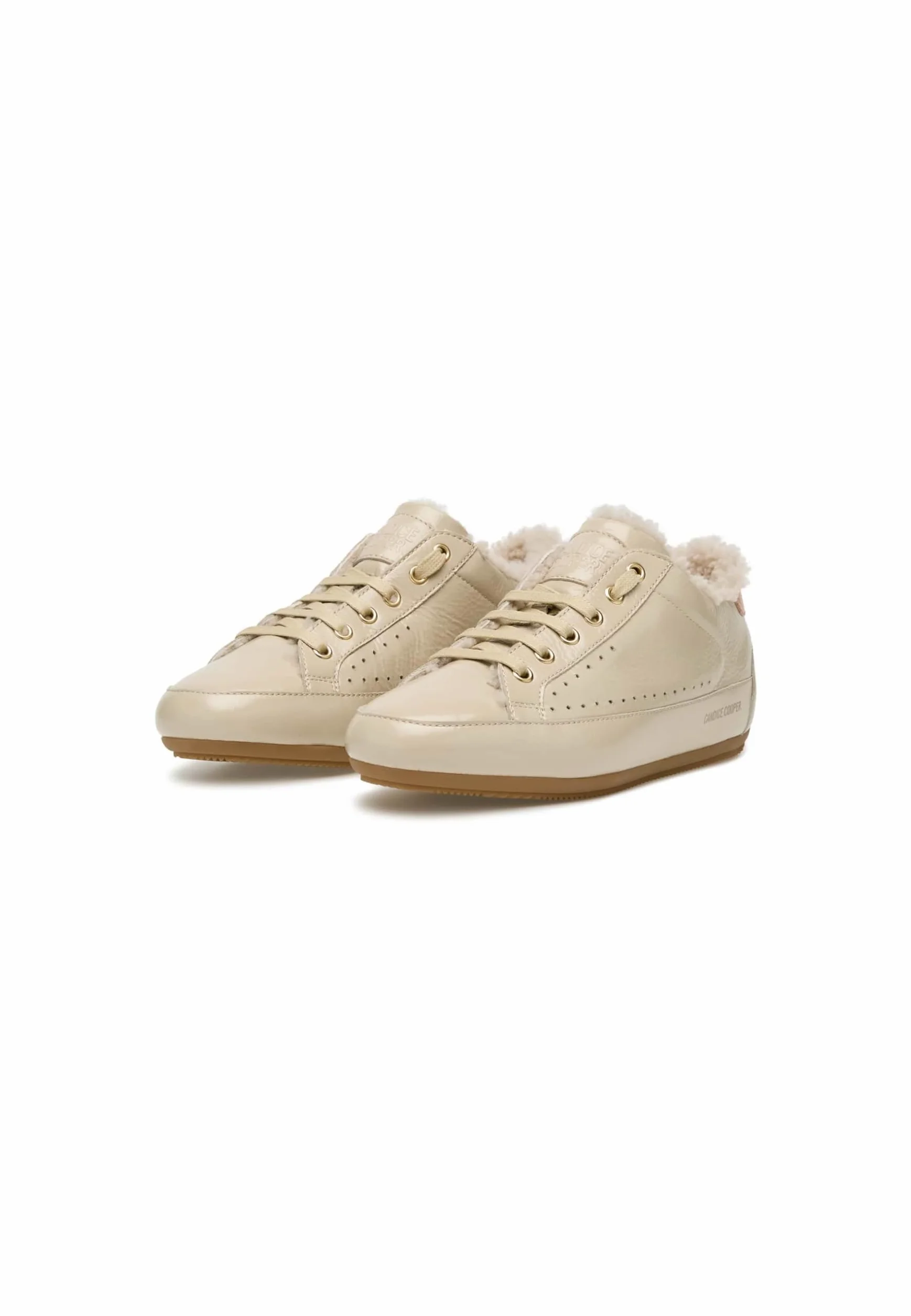 Candice Cooper Dafne Fur Crackled Patent Leather Ecru' Oxford planoMujer