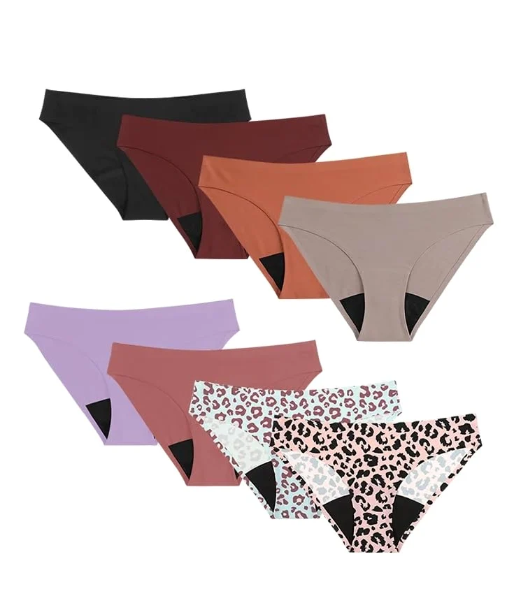 Braguitas Menstruales de Algodón para Mujer Bragas Transpirables para Posparto Ropa Interior deportiva Protectora para Adolescentes y Niñas Paquete de 8 Unidades Talla M