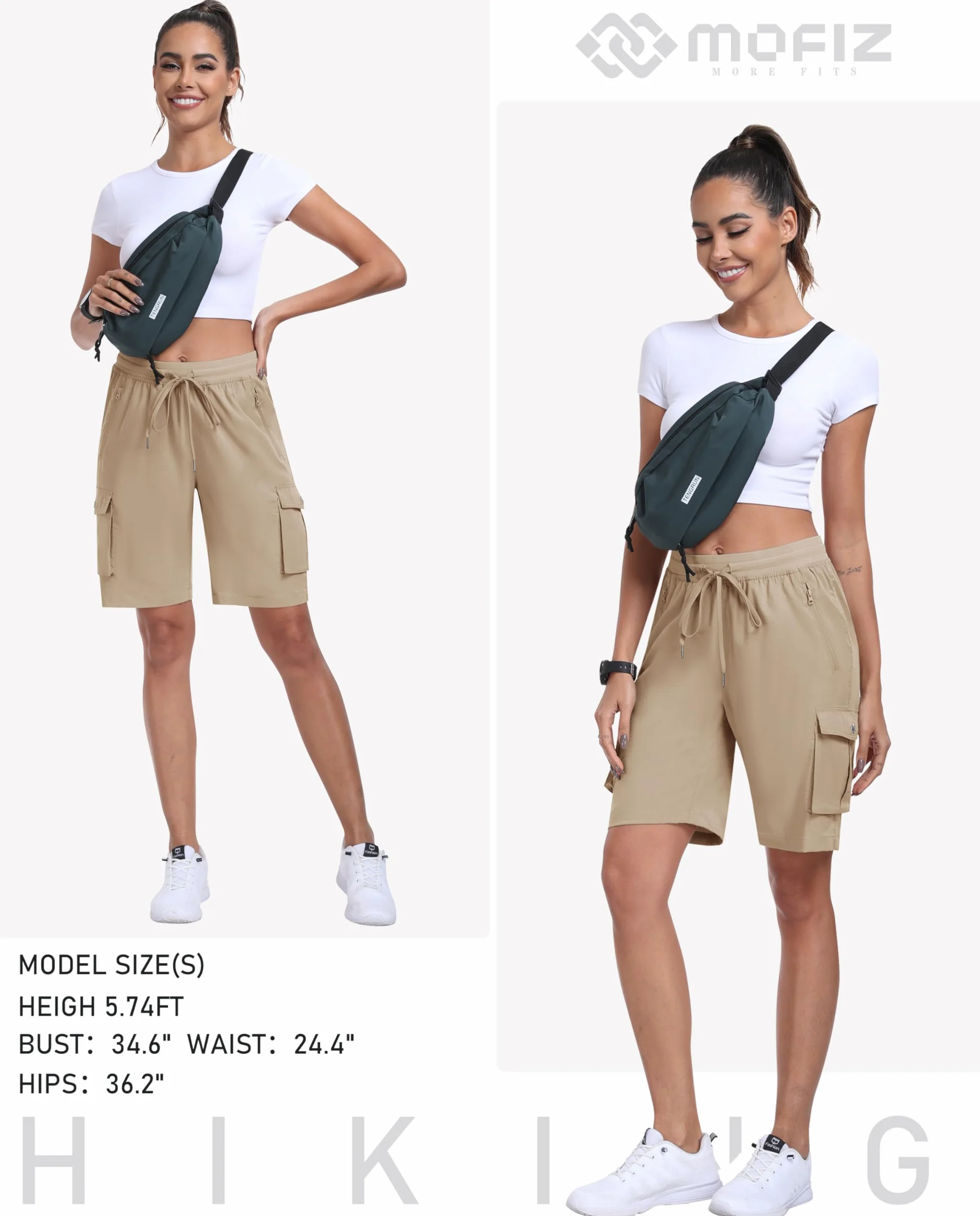MoFiz Pantalones Cortos Cargo Mujer Bermudas Trekking Senderismo