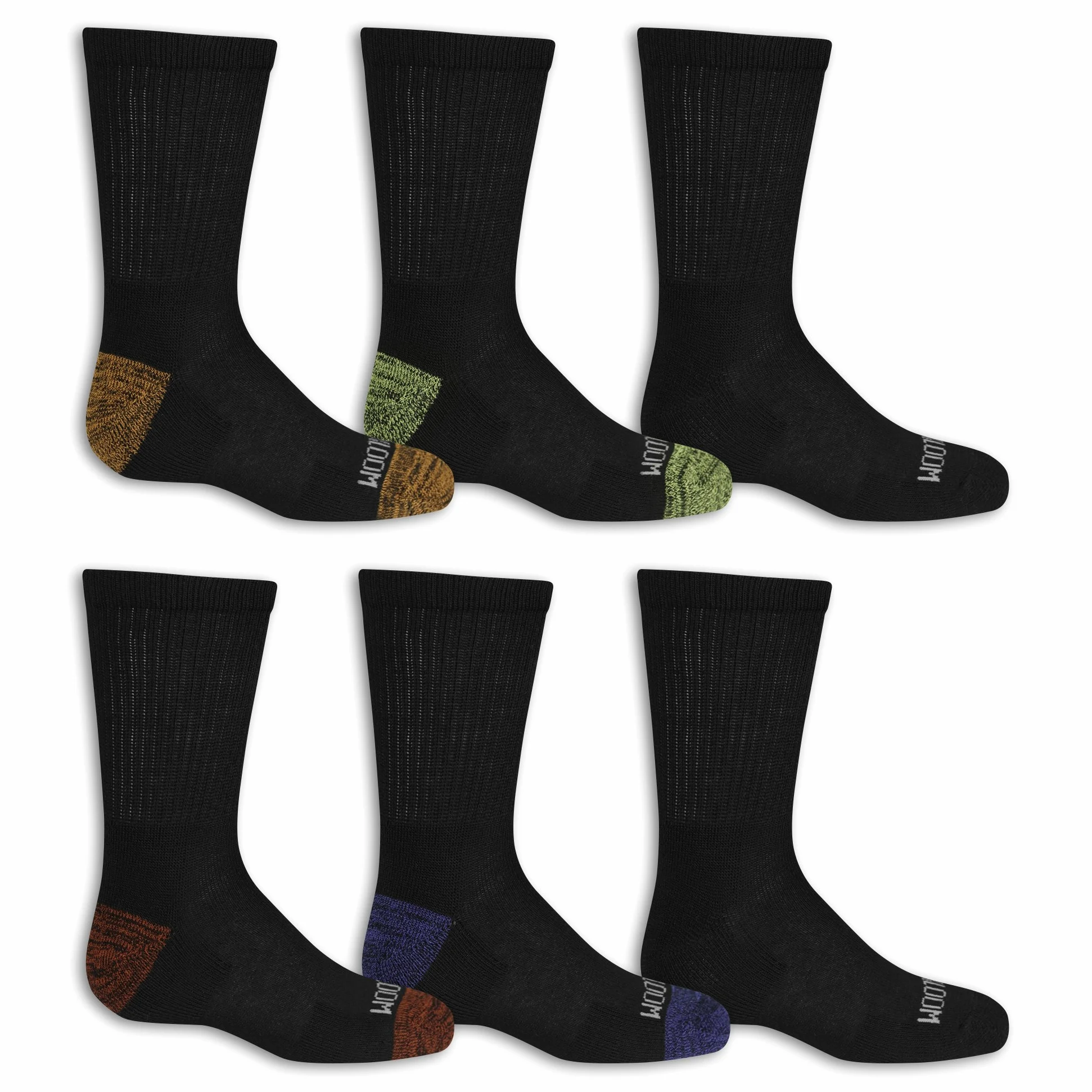 Fruit Of The Loom Big Boys' 10 Pack Crew Socks, Black/Gray/ Blue/ Green/ Orange/Red, Shoe Size: 9 - 2.5