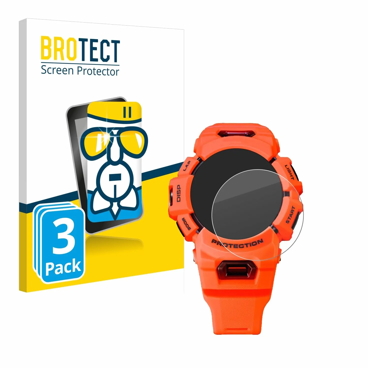 BROTECT Protector Pantalla Cristal para Casio G-Shock GBA-900 Protector Vidrio (3 Unidades) - [Dureza 9H, Anti-Arañazos]