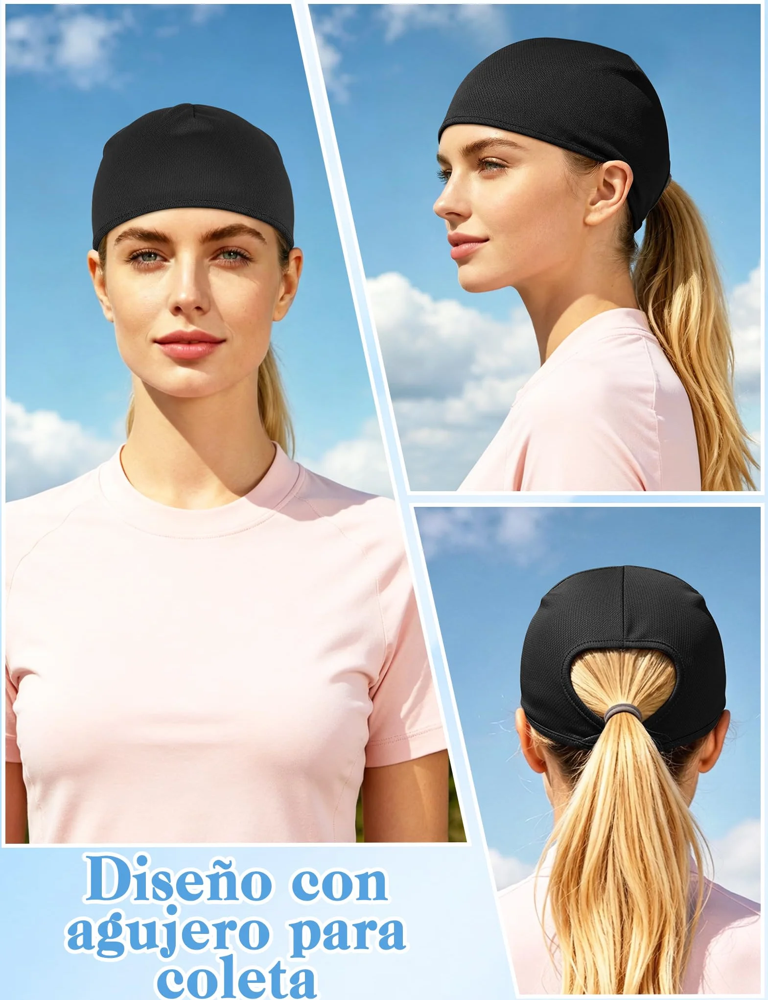 Becellen 2 Piezas Gorros Ciclismo Bajo Casco Verano, Sotocasco Bici Transpirable Multifuncional para Mujer Deporte