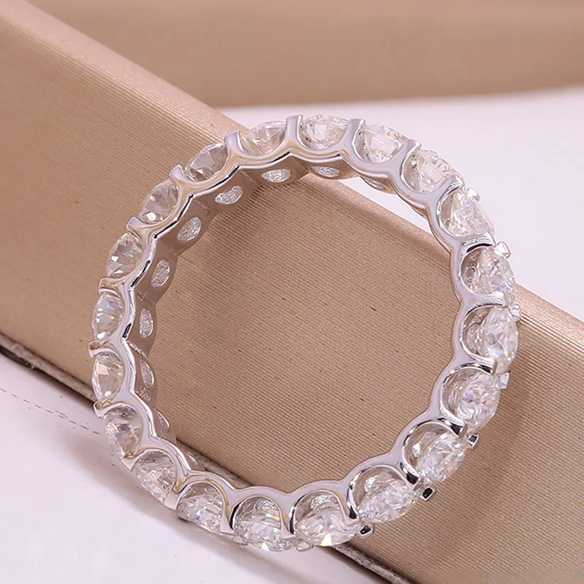 Anillo de oro de 14 K/18 quilates, anillos de aniversario, anillo de eternidad de oro blanco de 0,1 quilates, diamantes cultivados en laboratorio, anillos de compromiso para mujer