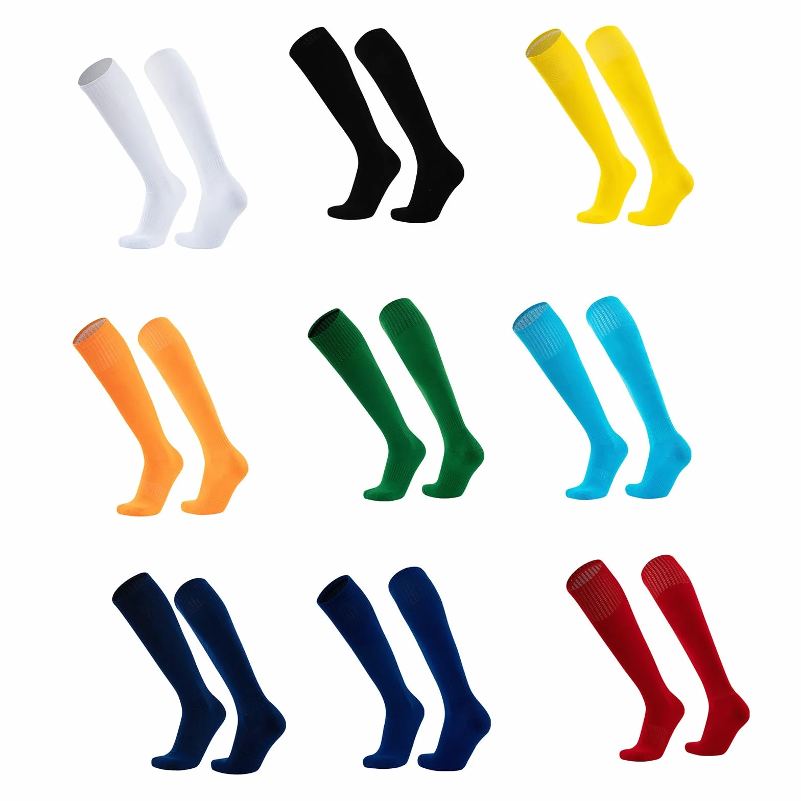 Medias para mujer, calcetines de fútbol para mujeres, hombres, niños y niñas, calcetines de béisbol, prácticos, color sólido, calcetines atléticos, hasta las rodillas