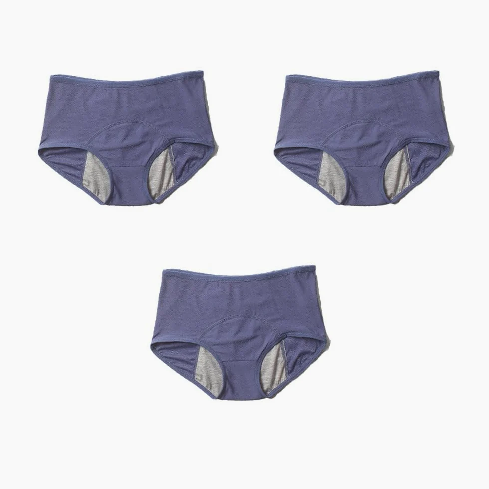 Braguitas Menstruales de algodón a Prueba de Fugas para Mujer de Cintura alta para El Período Menstrual Paquete de 3 Talla Grande azul Xl