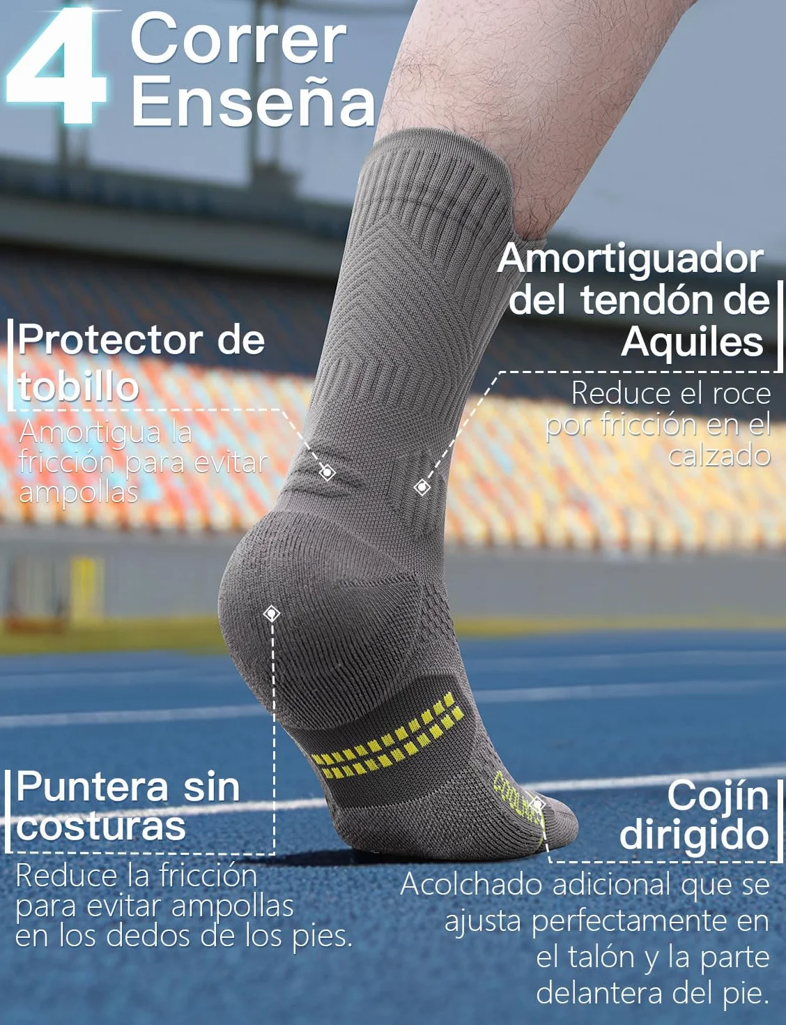 Calcetines de compresión de viscosa de bambú para correr, atletismo, senderismo, baloncesto, entrenamiento (FR/ES, 42-47, Gris Negro)
