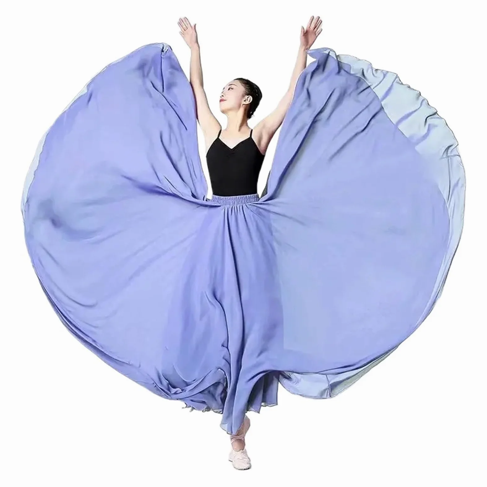 Falda de gasa 720 grados for mujer, faldas largas 2 capas, ropa elegante actuación, falda, práctica ballet con vuelo grande