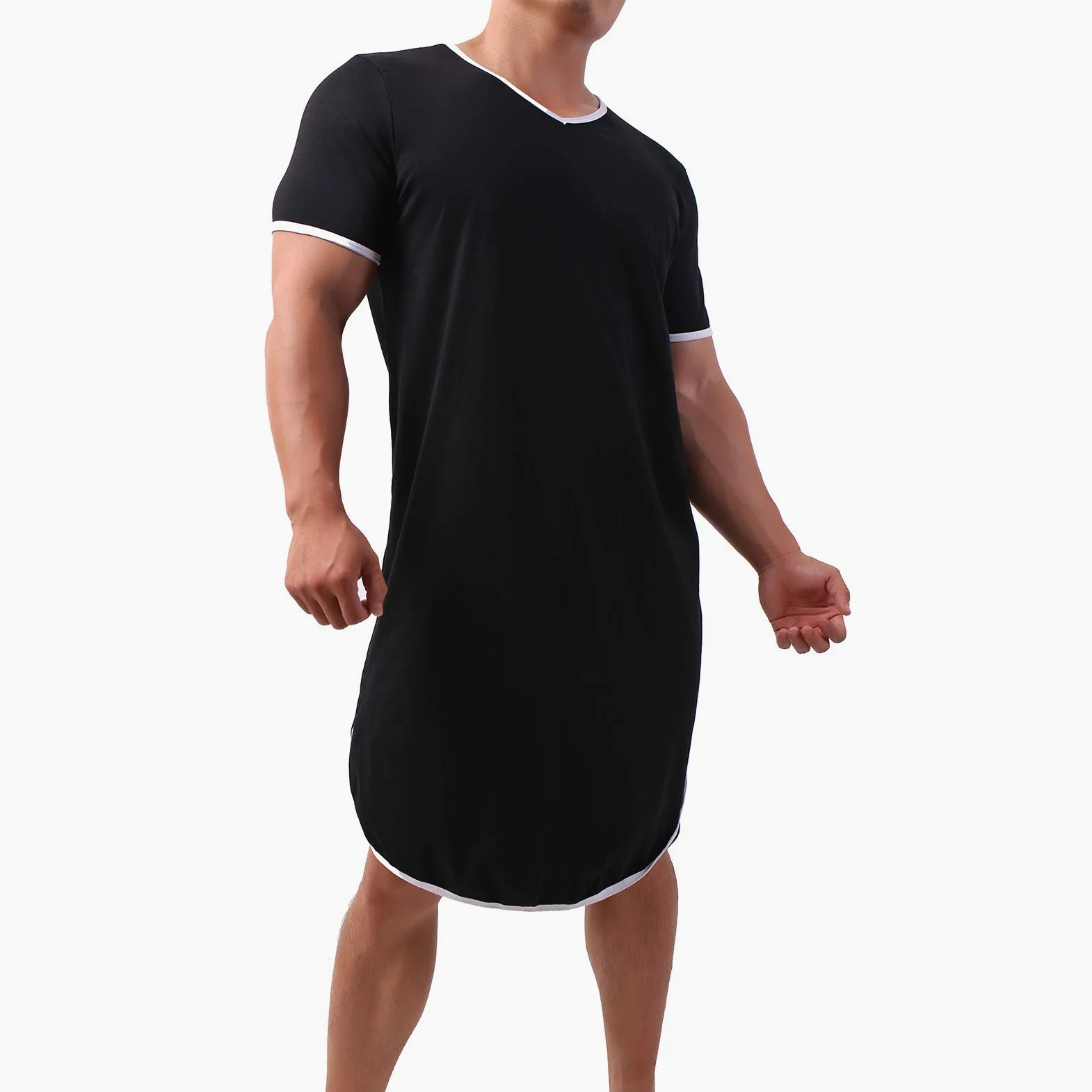 Camisón de algodón para hombre, ropa de dormir cómoda, ropa de dormir suelta, batas de pijama