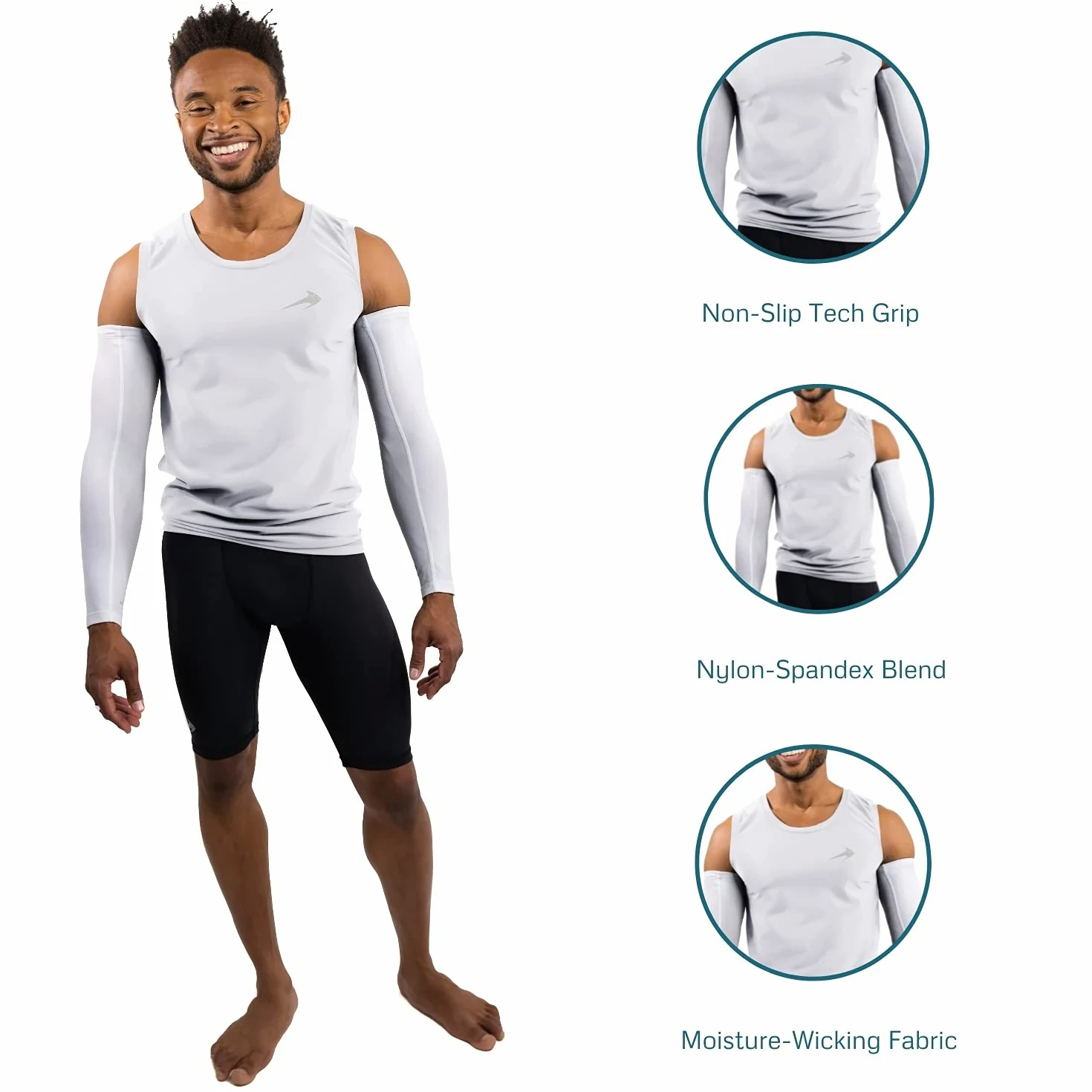 CompressionZ Camisa de compresión sin mangas para hombre - Base Layer White, XL