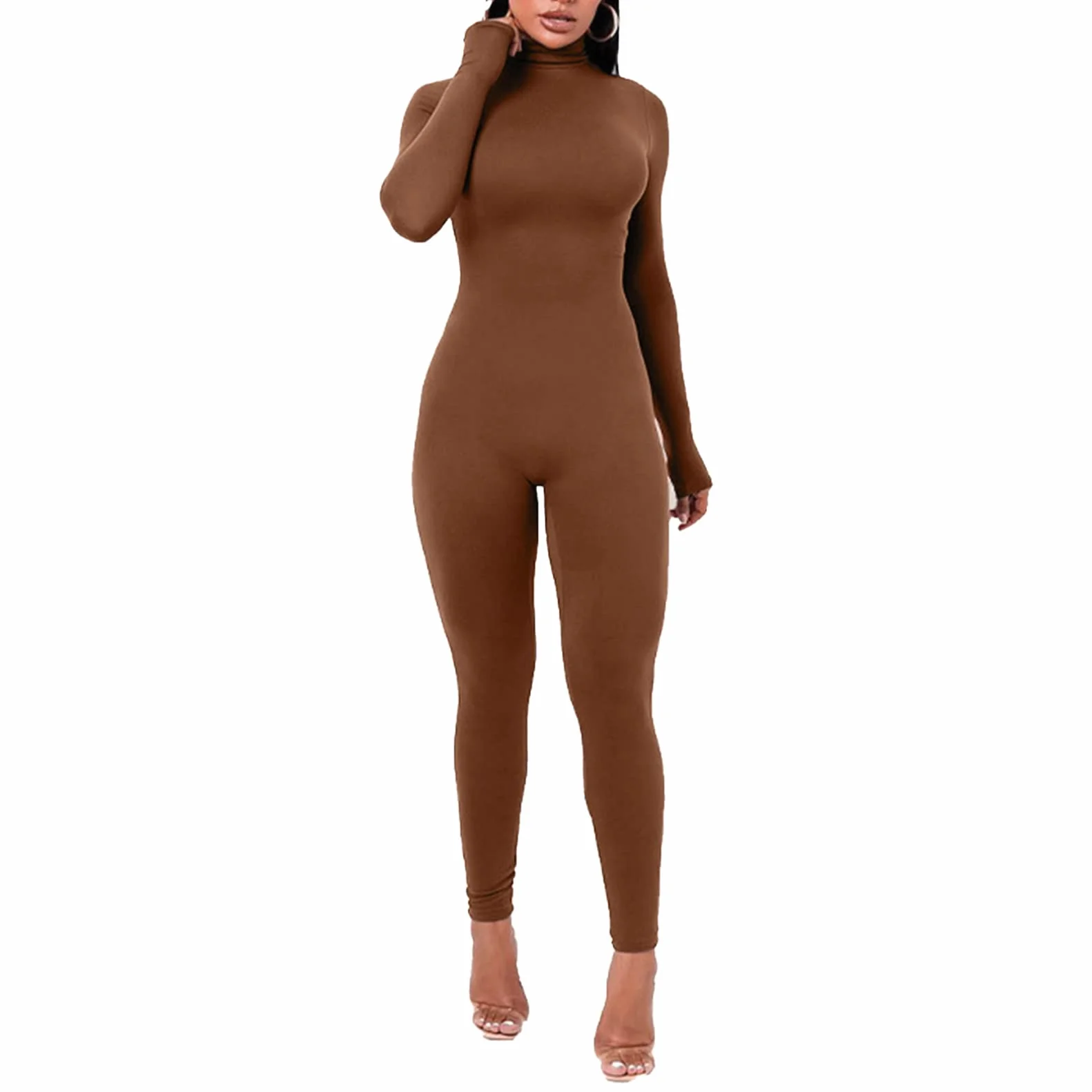 YiZYiF Maillot Manga Larga Mujer Mono Deportivo Yoga Gimnasia Leotardo Color Liso S-XL