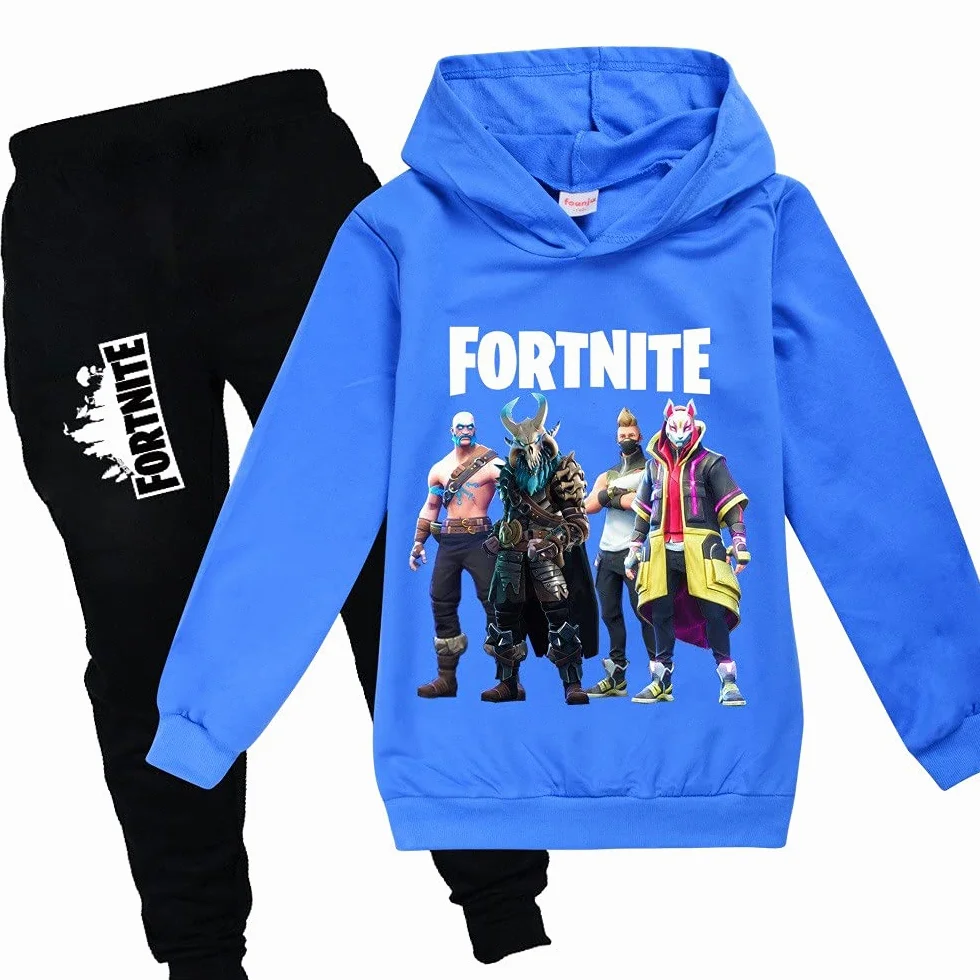 Traje deportivo para niños con estampado de dibujos animados en 3D, sudadera casual para niños con capucha + pantalones