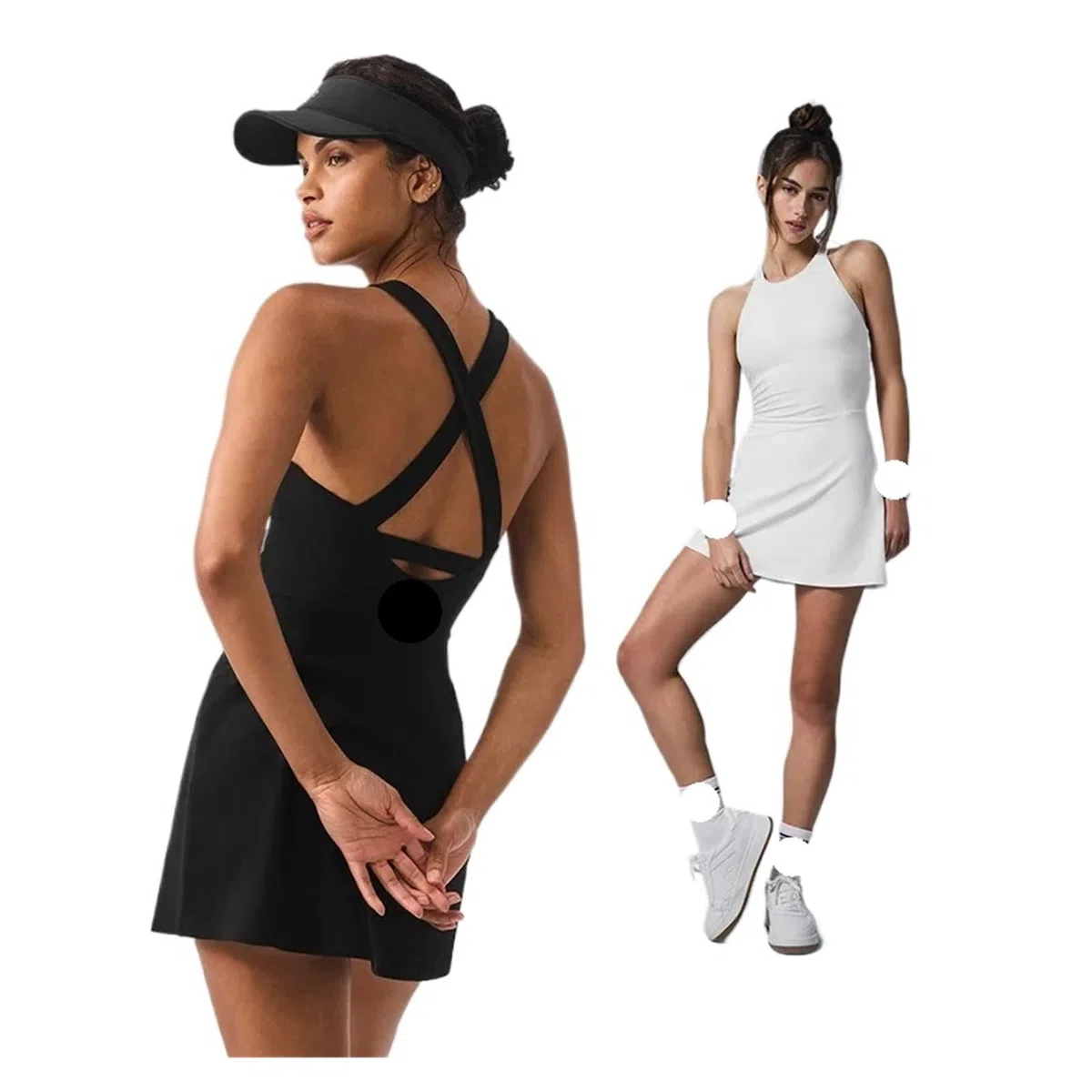 Vestido Deportivo Falda de Yoga, Minifalda Deportiva Tenis, Almohadilla Pecho extraíble, Ropa for Exteriores, Verano Vestido Padel Mujer(Red,S)