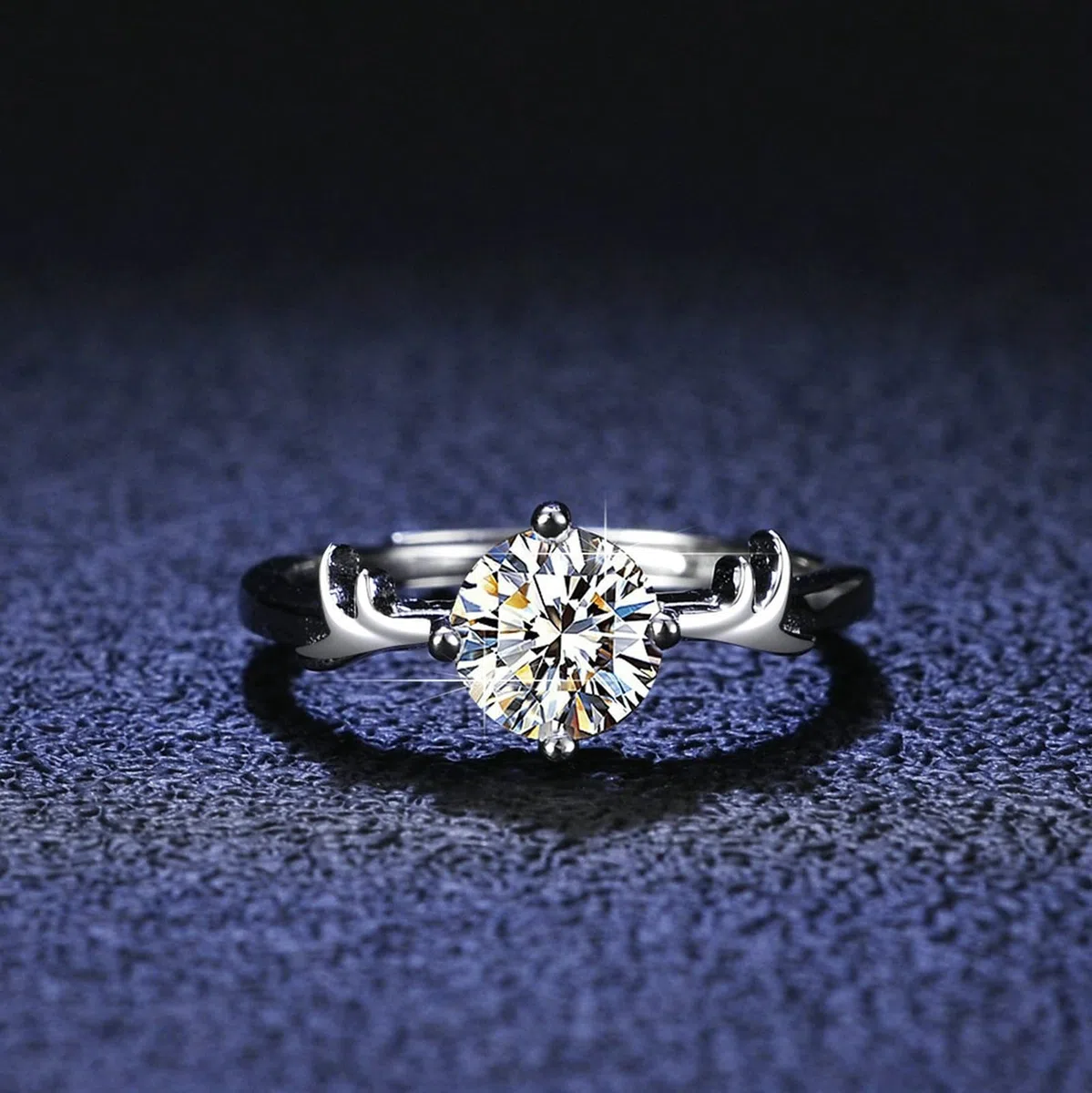 Anillo de boda de oro con moissanite 1ct, anillo de boda de oro auténtico solitario de oro blanco para mujer