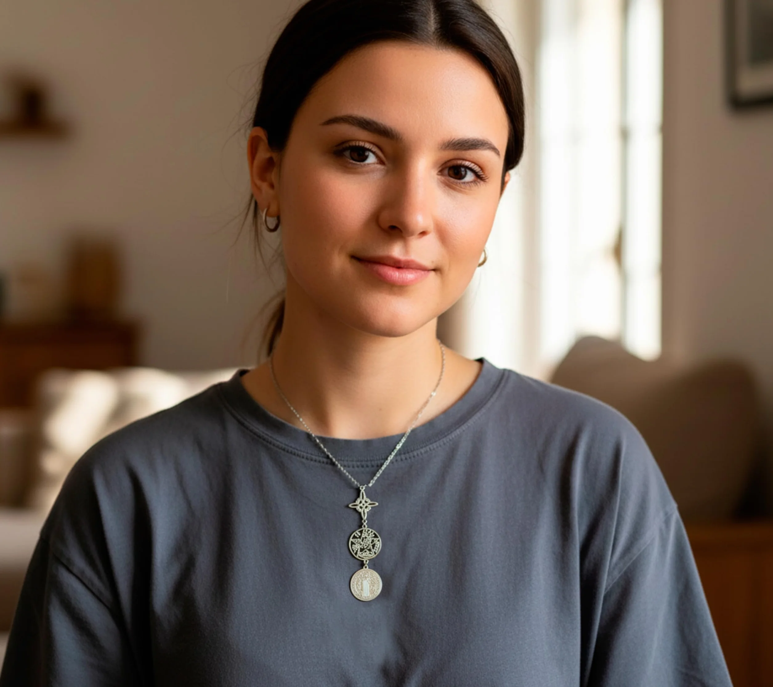 Collar de Mujer colgante Nudo de Bruja y Tetragramatón 7 CHAKRAS Símbolos Espirituales Yoga Reiki Meditación Amuleto