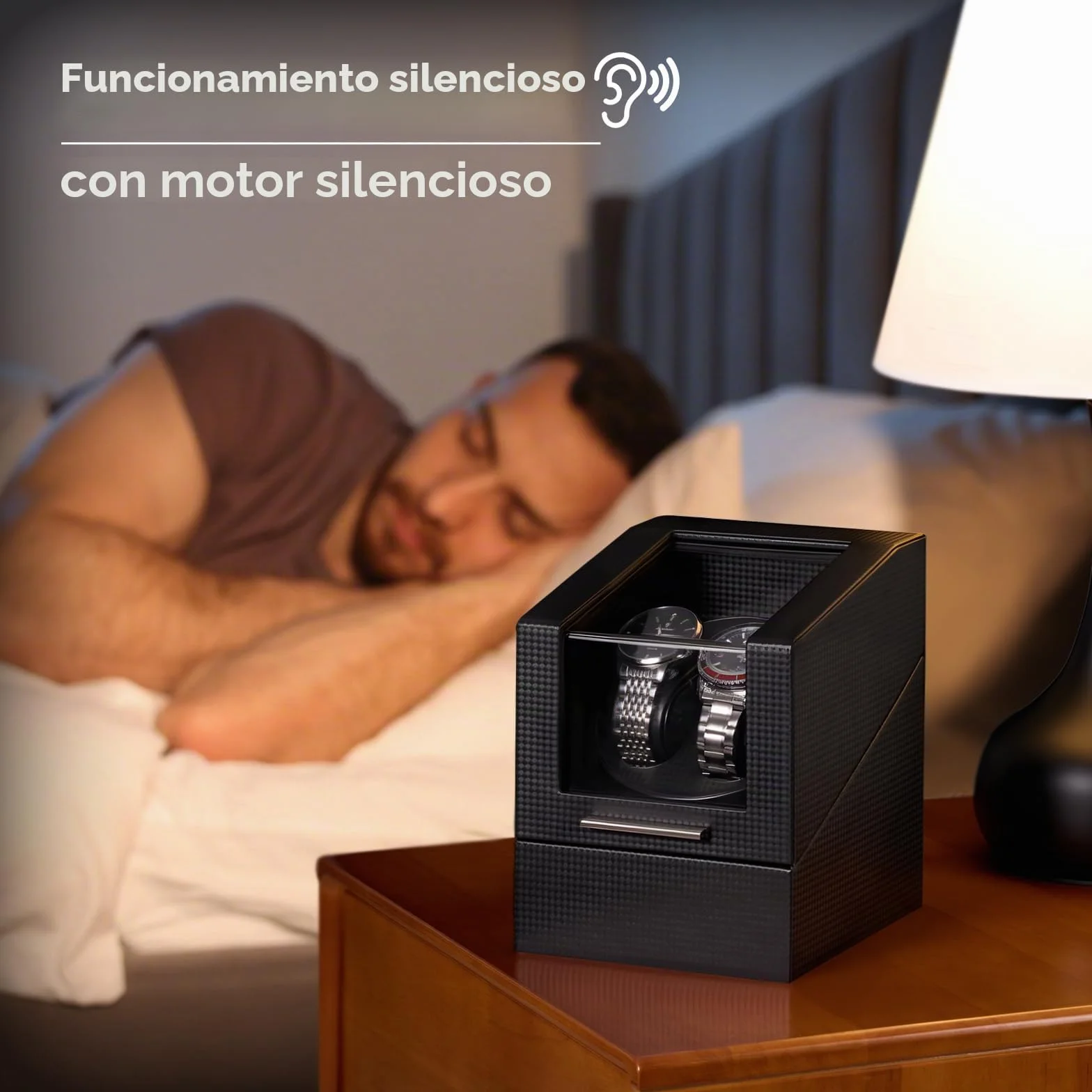 ProCase Enrollador de relojes automáticos caja giratoria 2 ranuras motor silencioso