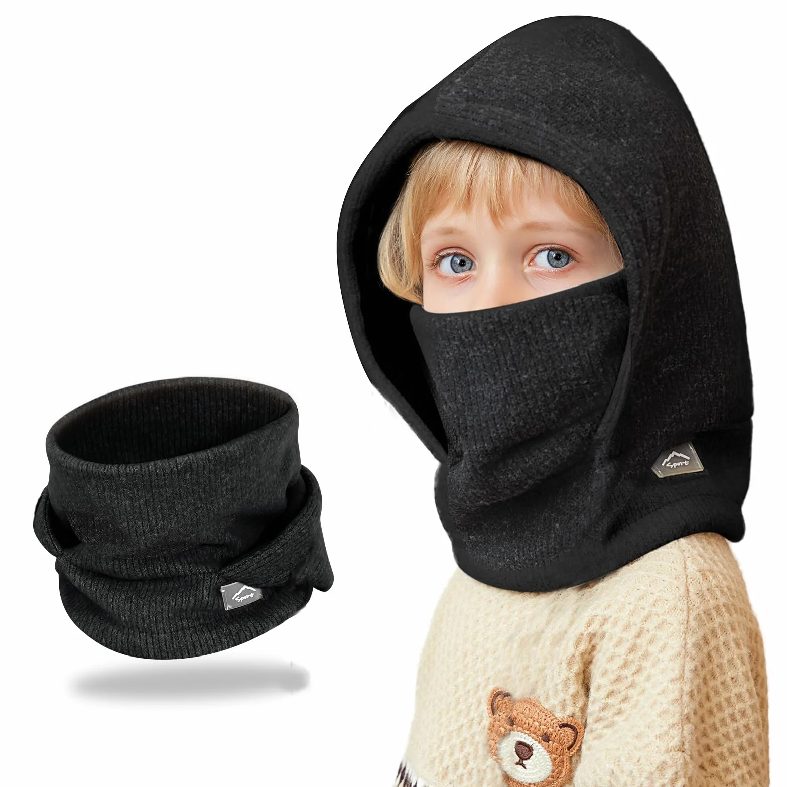 Pasamontañas Térmico de Invierno para Niños 4-10, Máscara de Esquí y Ciclismo, Forro Polar, Calentador de Cuello
