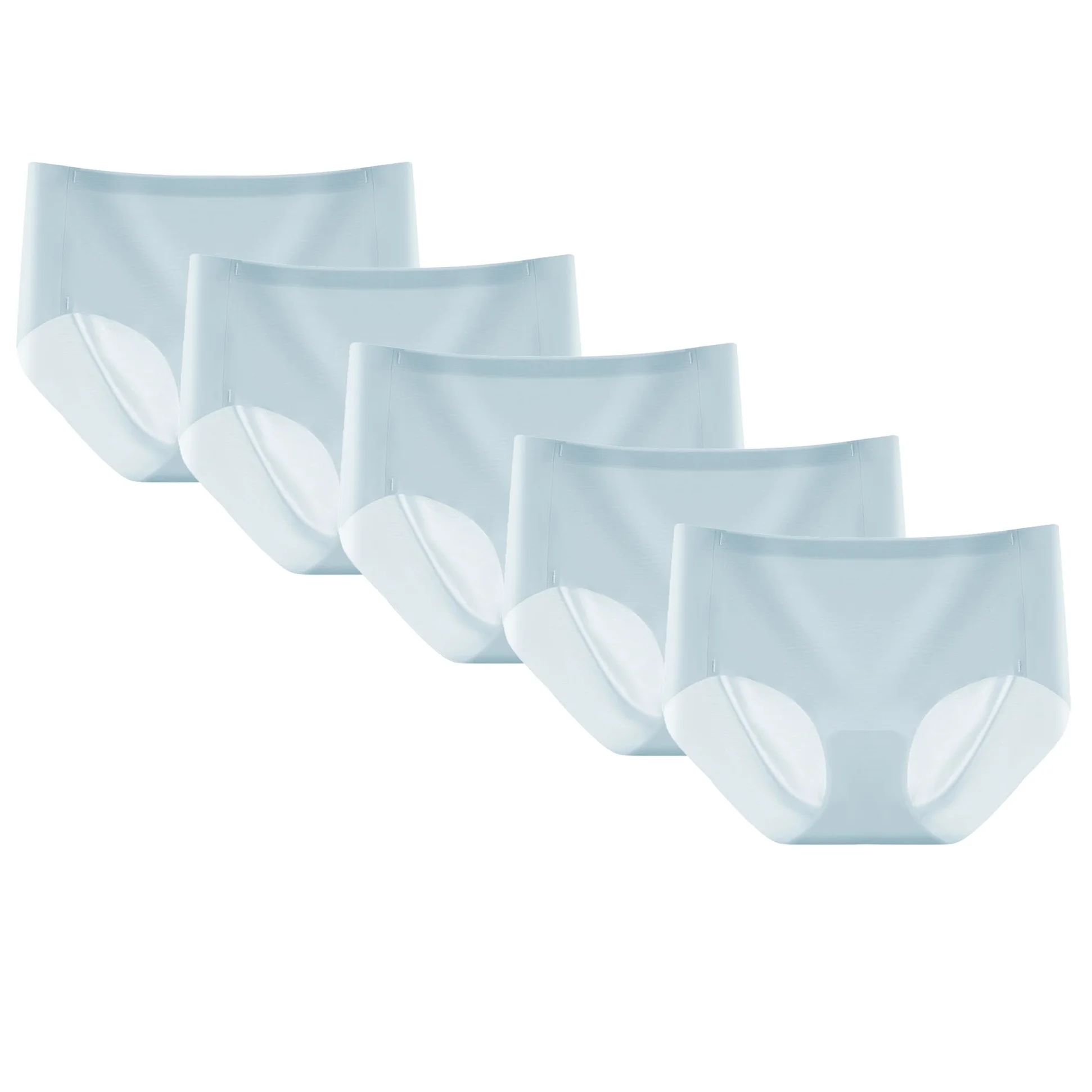Calzoncillos invisibles de una pieza para mujer, de seda de hielo, paquete múltiple, bragas elásticas, suaves, ropa interior básica (azul claro, 5 piezas, XXL)