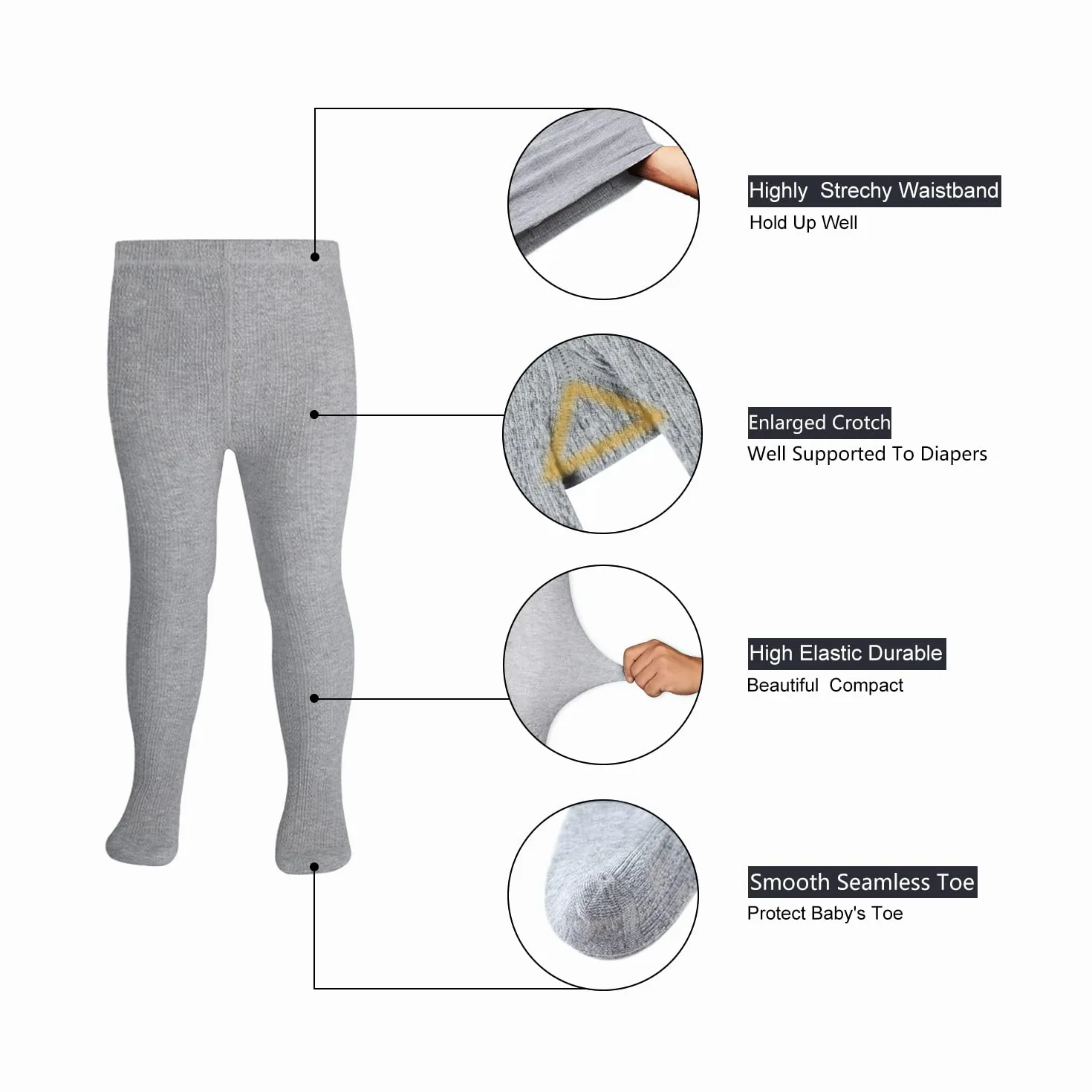 Petrass Leotardos para niña con diseño trenzado, de algodón, sin costuras, para danza de ballet, para niña, 3 unidades