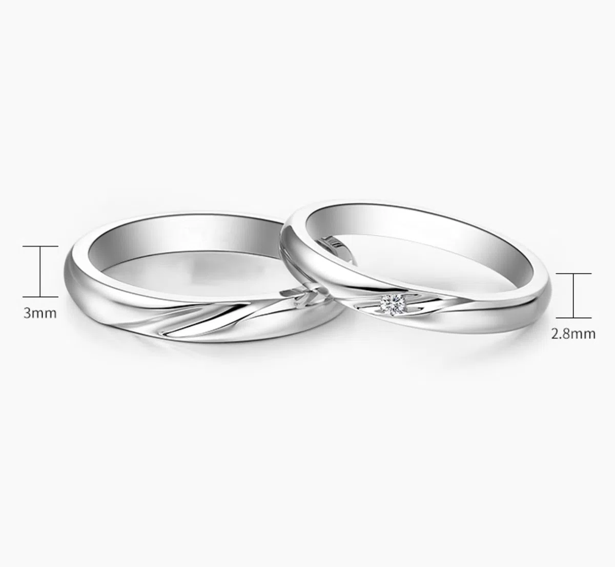 Wycian Anillos Boda Hombre Anillos Mujer Plata Oro Blanco de 14 Quilates Polaco Talla 20 Sólido No Chapado Moda para Hermana Cumpleaños Joyas