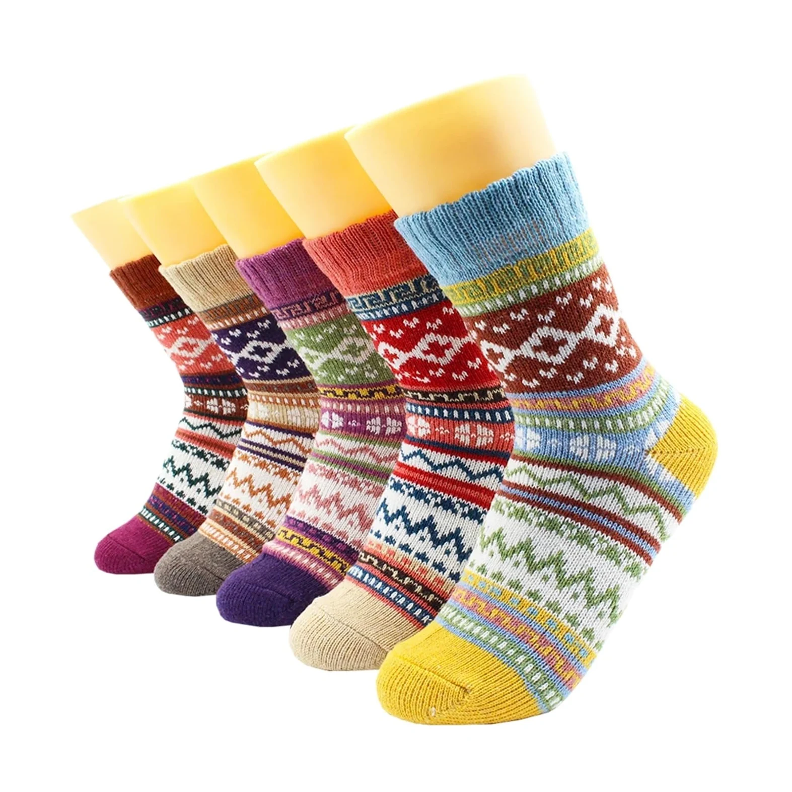 5 Pares De Calcetines Térmicos Lana Y Cachemira Gruesos For Mujer, Ideales For El Invierno. Estilo Europeo-americano, Modernos E Informales