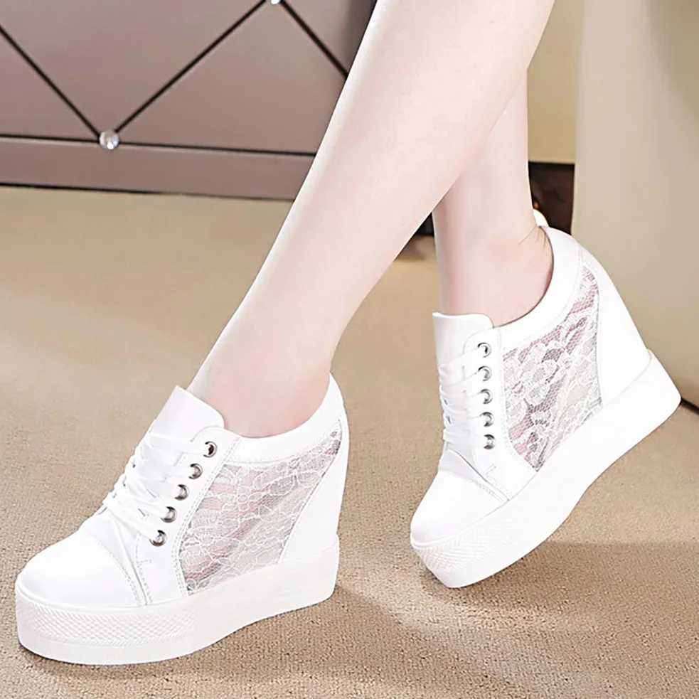 Mujer Oculto Cuñas Plataforma Elegante Deportivos Zapatillas Zapatos Casuales Cordones