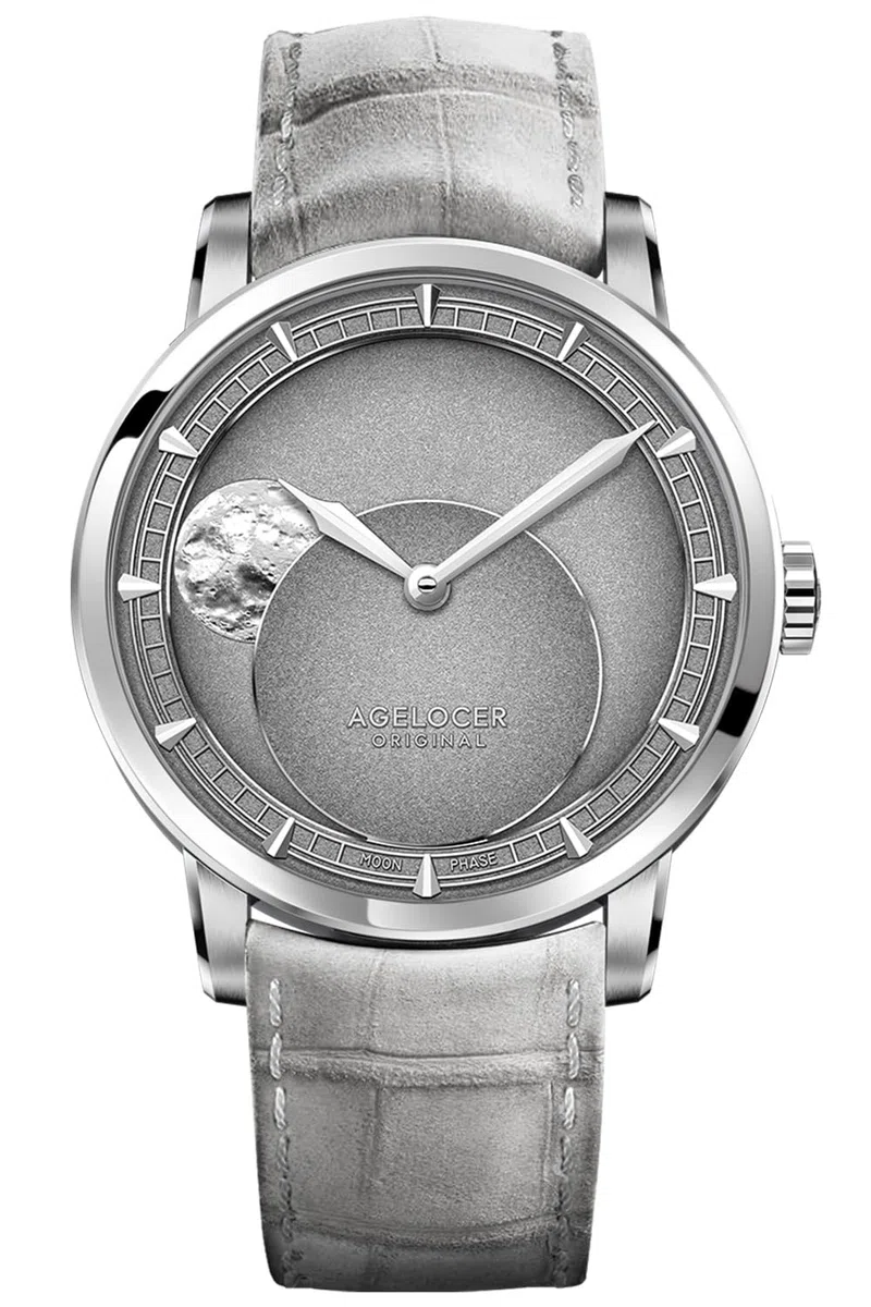 agelocer Reloj mecánico automático para hombre, esfera de módulo de fase lunar de precisión de 29.51 días, cristal de zafiro, reserva de energía de 80 horas, luminoso, relojes de negocios para hombre