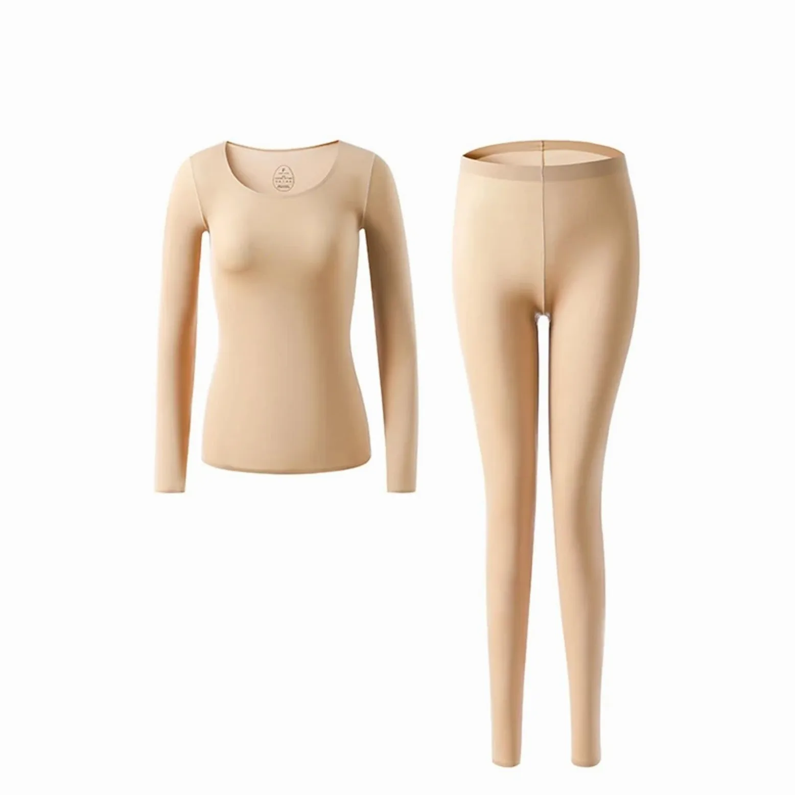Ropa Termica Pare Mujer Conjunto de Ropa Interior térmica Fina for Mujer, Top Largo elástico de Manga Larga, Calzoncillos Largos, lencería Sexy de Invierno Muy Femenina(Skincare - Set)