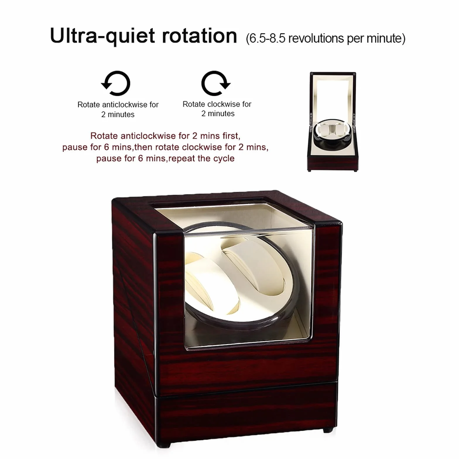 Uten Caja Giratoria Automática para Relojes, Watch Winder de Madera con Motor Silencioso