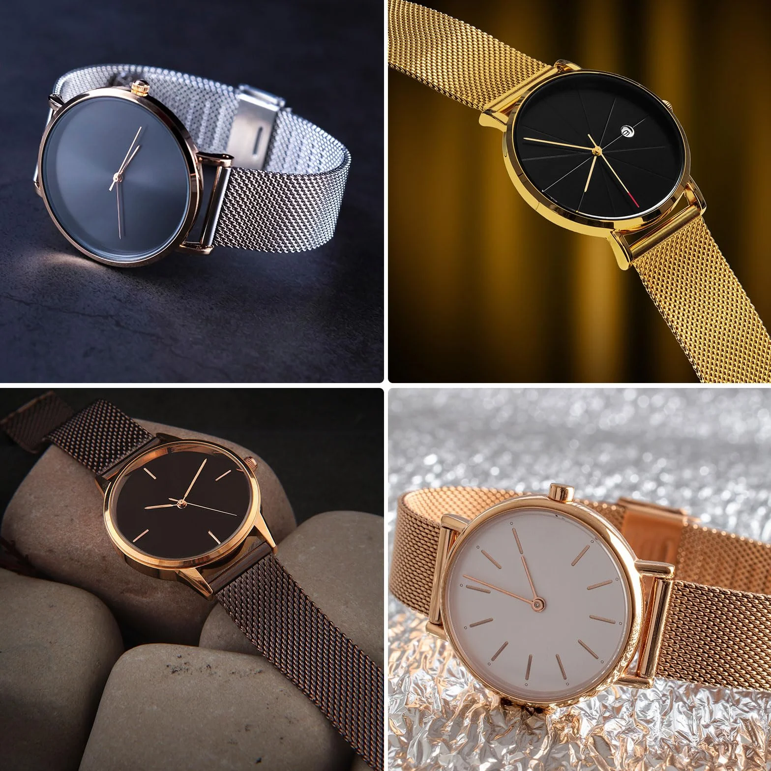 QUARKZMAN Correa de Reloj de Malla de Acero Inoxidable con Liberación Rápida, Correa de Reloj Metálica Ajustable para Hombres y Mujeres