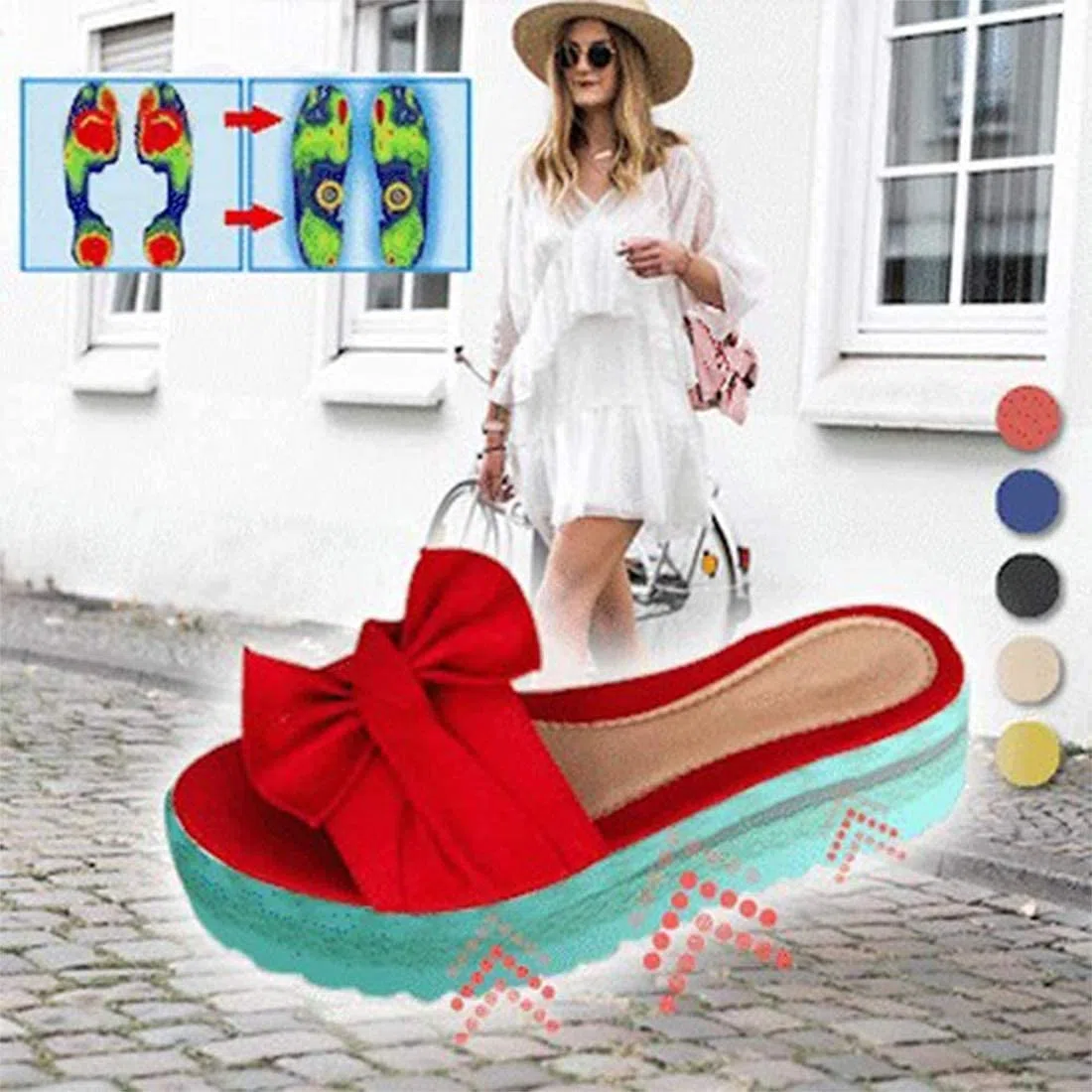 YHQZNLXQ Sandalias cómodas con Plataforma para Mujer, Sandalias con Lazo de Verano, Puntera Abierta, cómodas, Transpirables, Antideslizantes, Alpargatas de Playa, 07,40