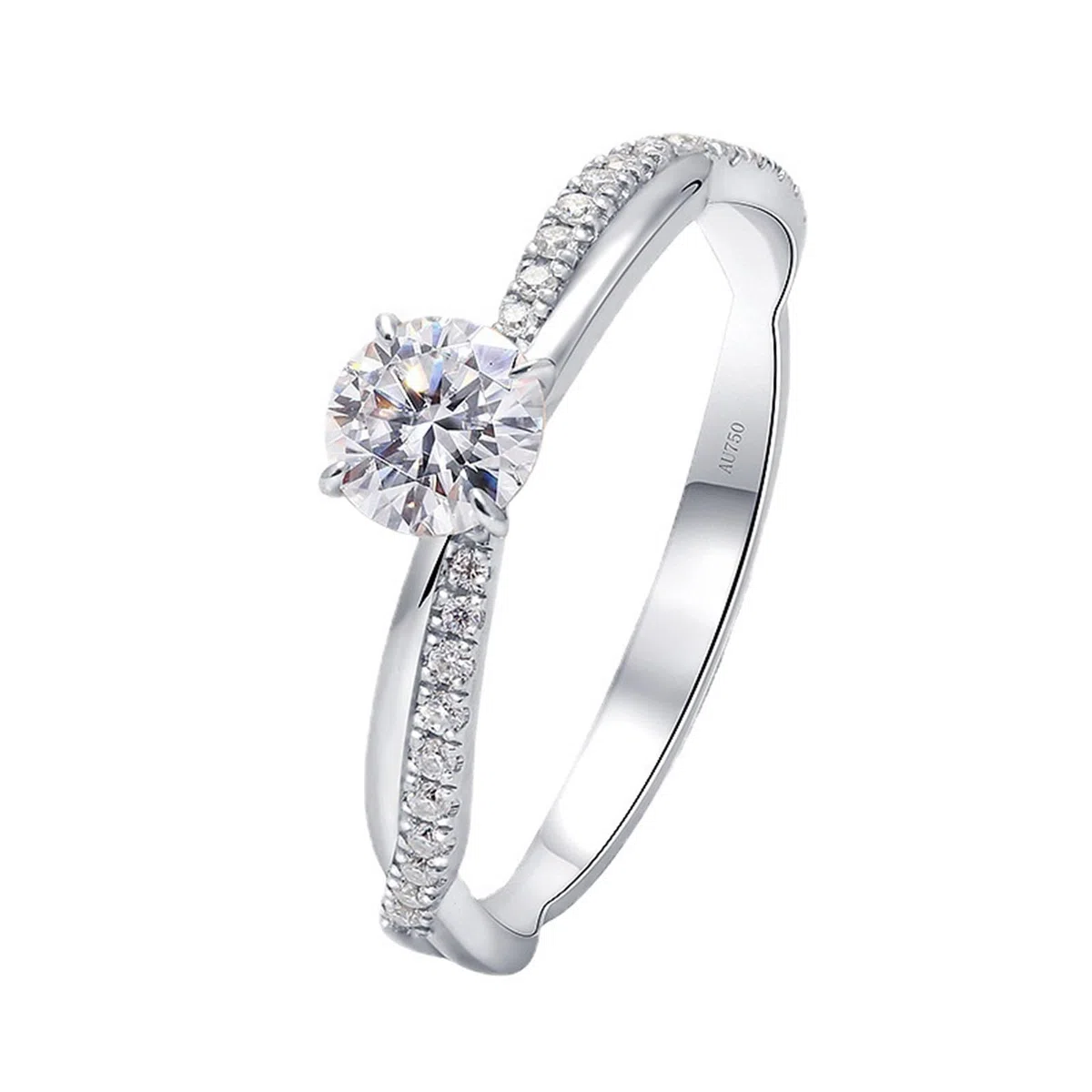 Anillos de boda de oro de 14 K/18 quilates para mujer, corte redondo, elegante, 0.5 quilates, anillo de compromiso de diamante cultivado en laboratorio para ella