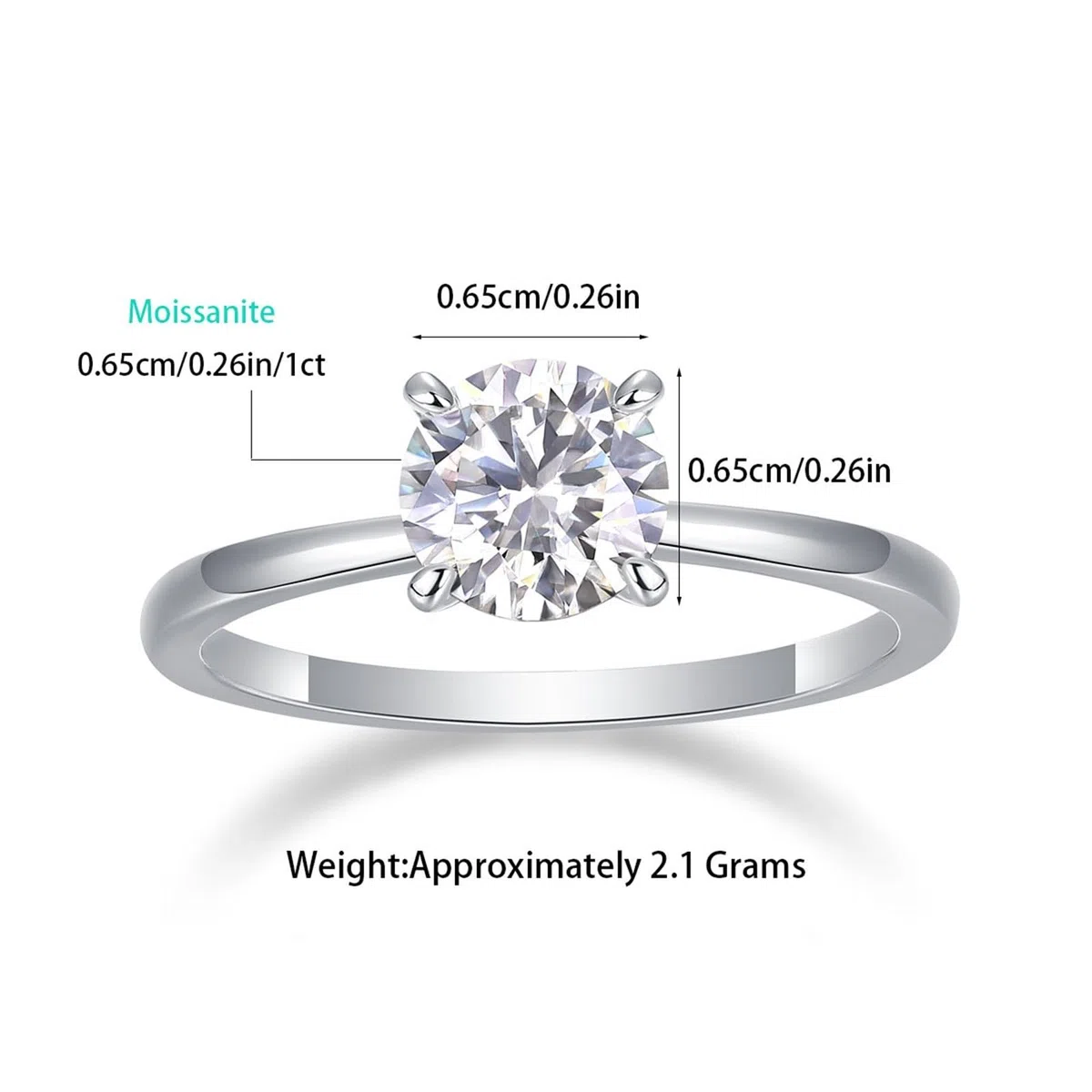 Anillo de boda de oro blanco para mujer, alianzas de oro auténtico con moissanite de 1 ct, anillo de boda solitario para mujeres