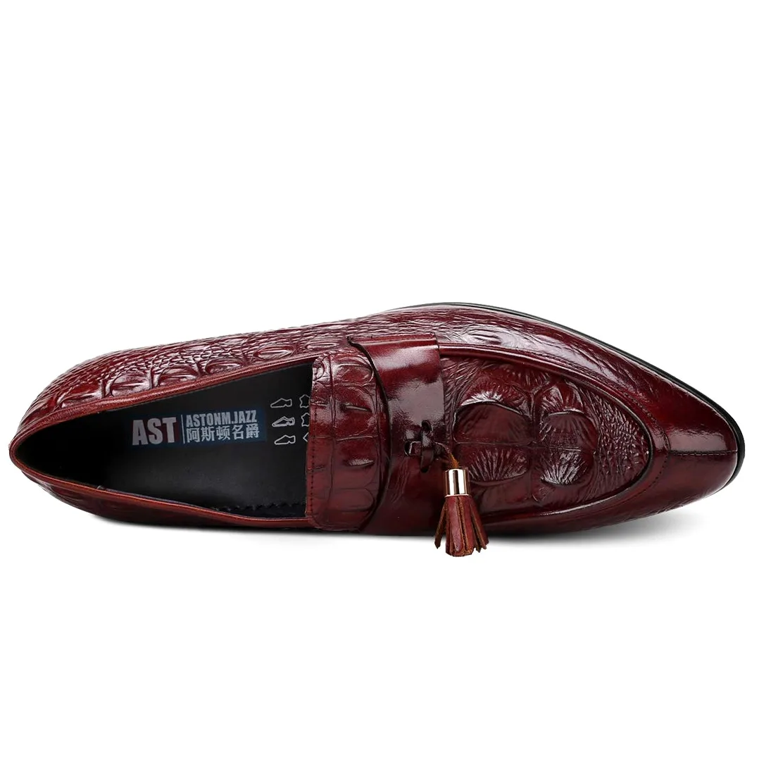 Mocasines Formales en Cuero para Hombre Loafers Casuales Negocios Zapatos de Vestir con Borlas