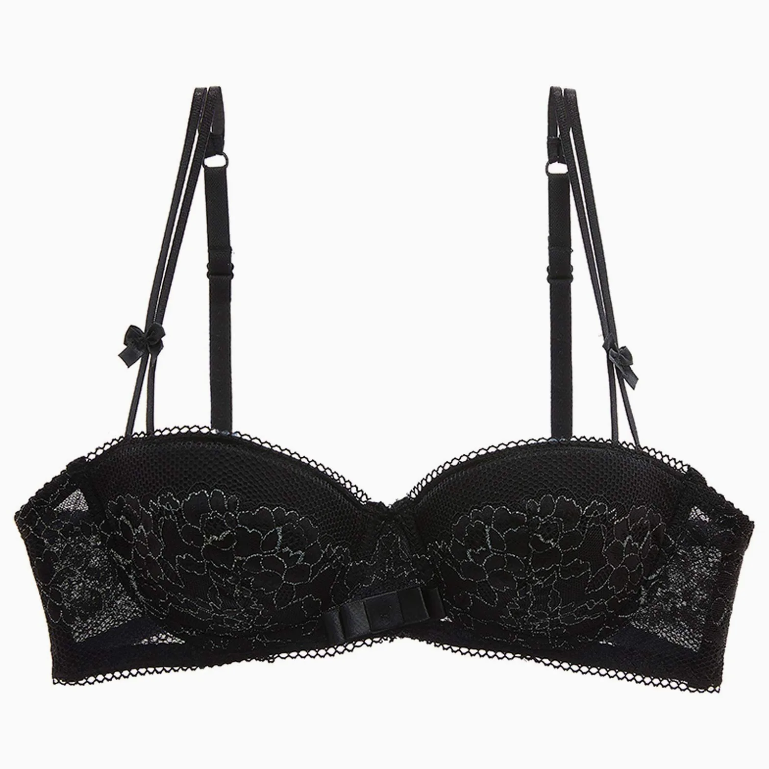 Sujetador de balconette para mujer, clásico con aros, bandeau, encaje, sexy, para mujer, ropa interior