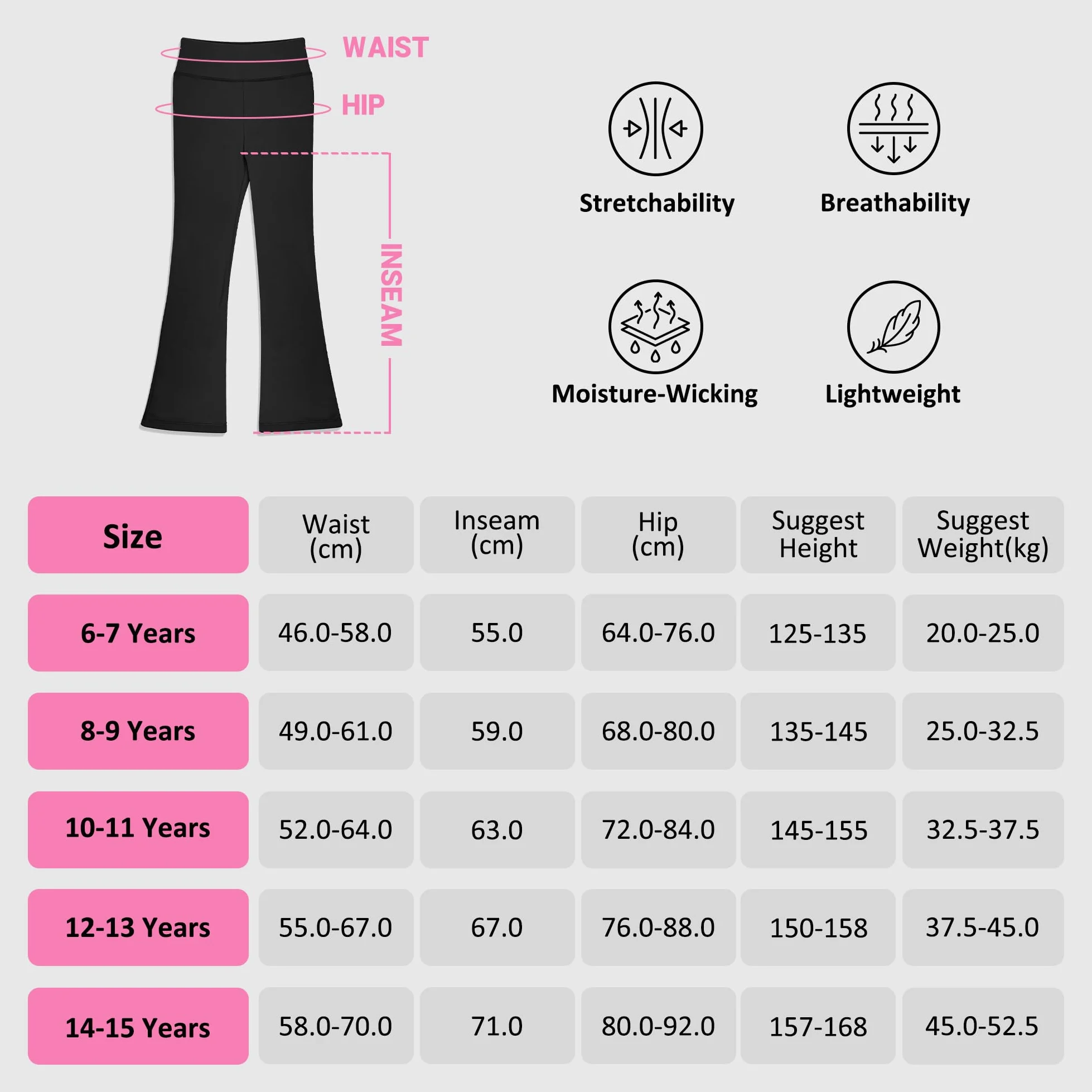 BIG ELEPHANT Polainas Acampanadas para niñas, Pantalones de Yoga Bootcut para niños, Medias Campanas para Entrenamiento de Baile